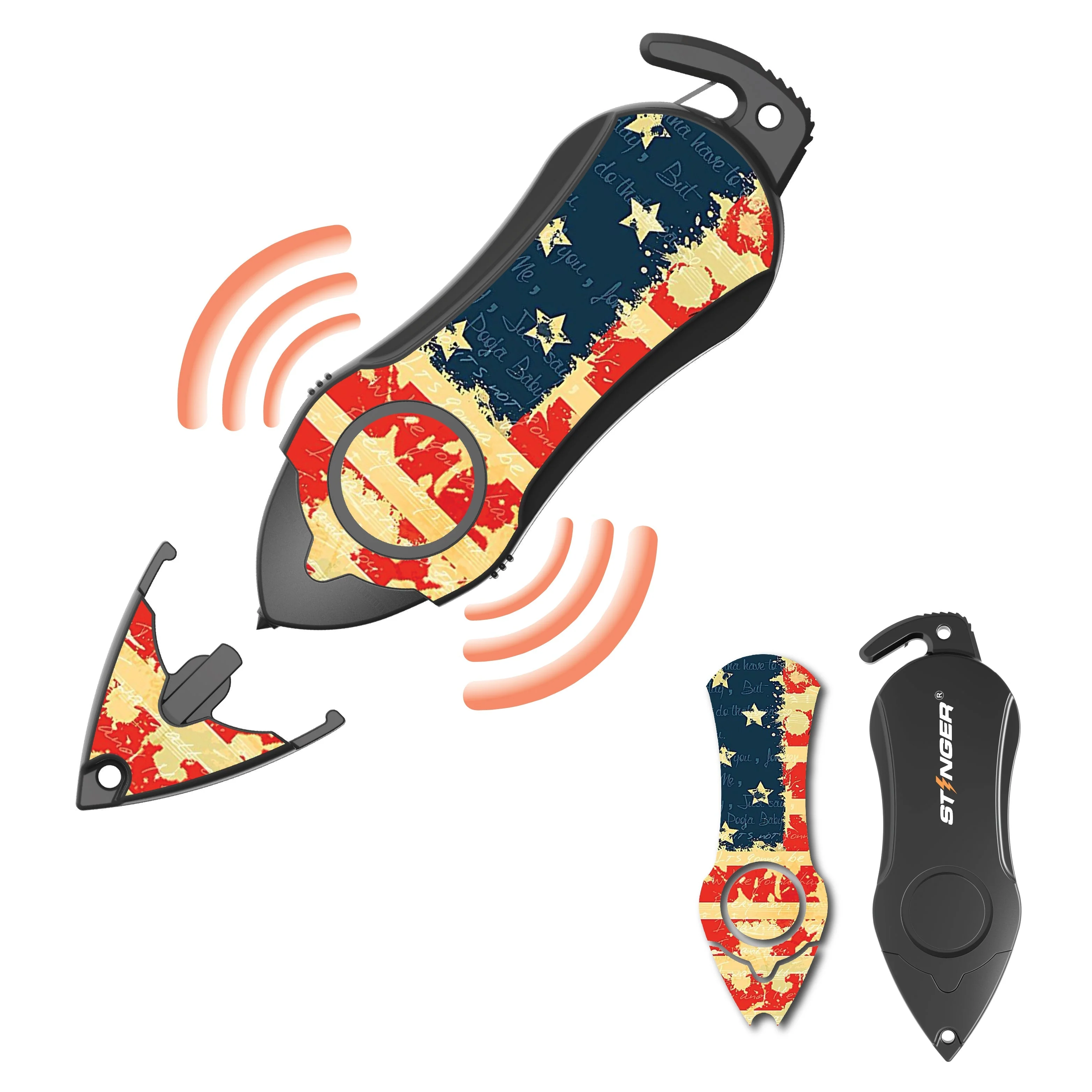 Personal Alarm Keychain Safety Emergency Tool  (USA Flag) - Image 3