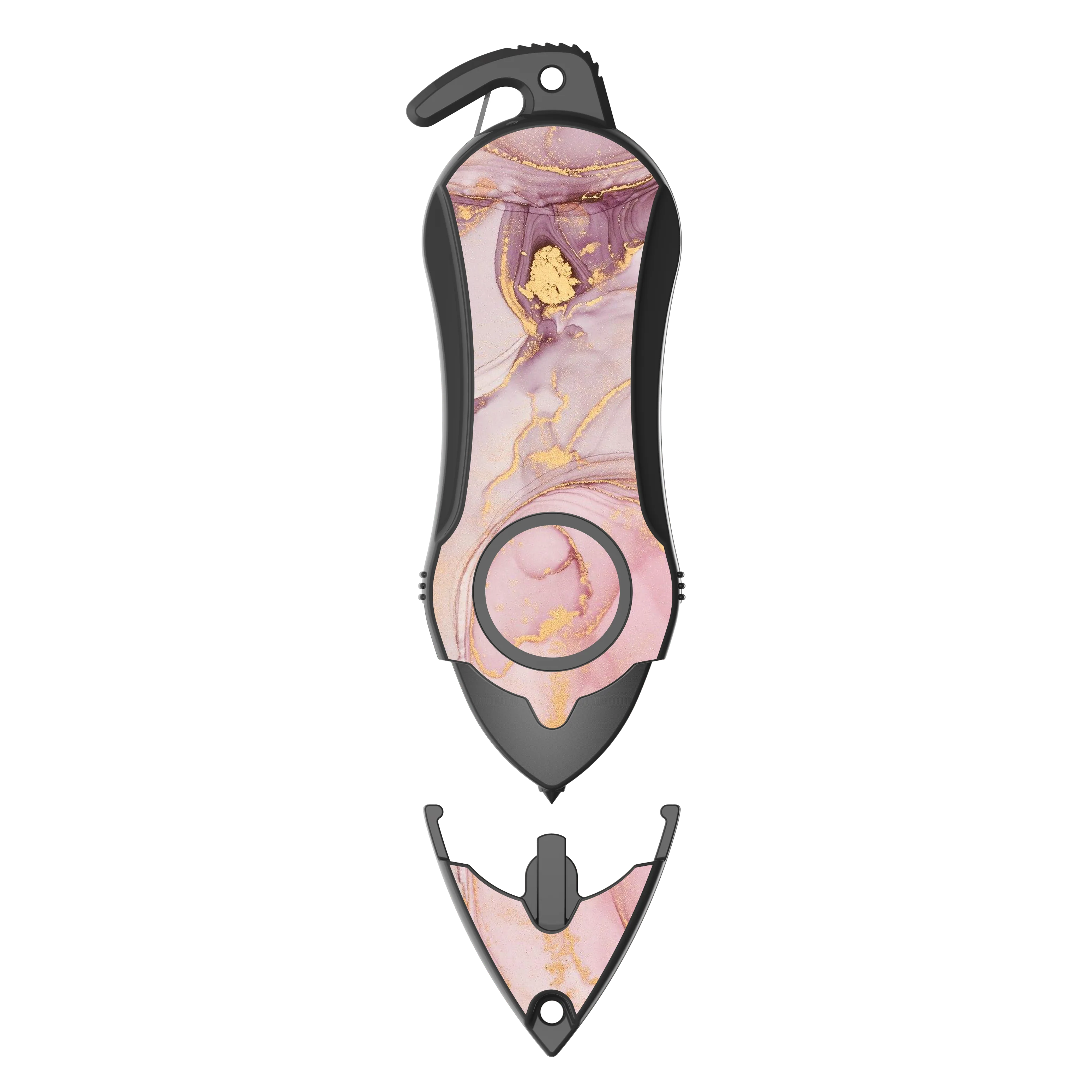 Personal Alarm Keychain Set: Safety Panic Alarm Siren, Seatbelt Cutter, Car Window Breaker, Wristlet Keychain, Contactless Key Tool, Pocket Flashlight (Pink Marble) - Image 8