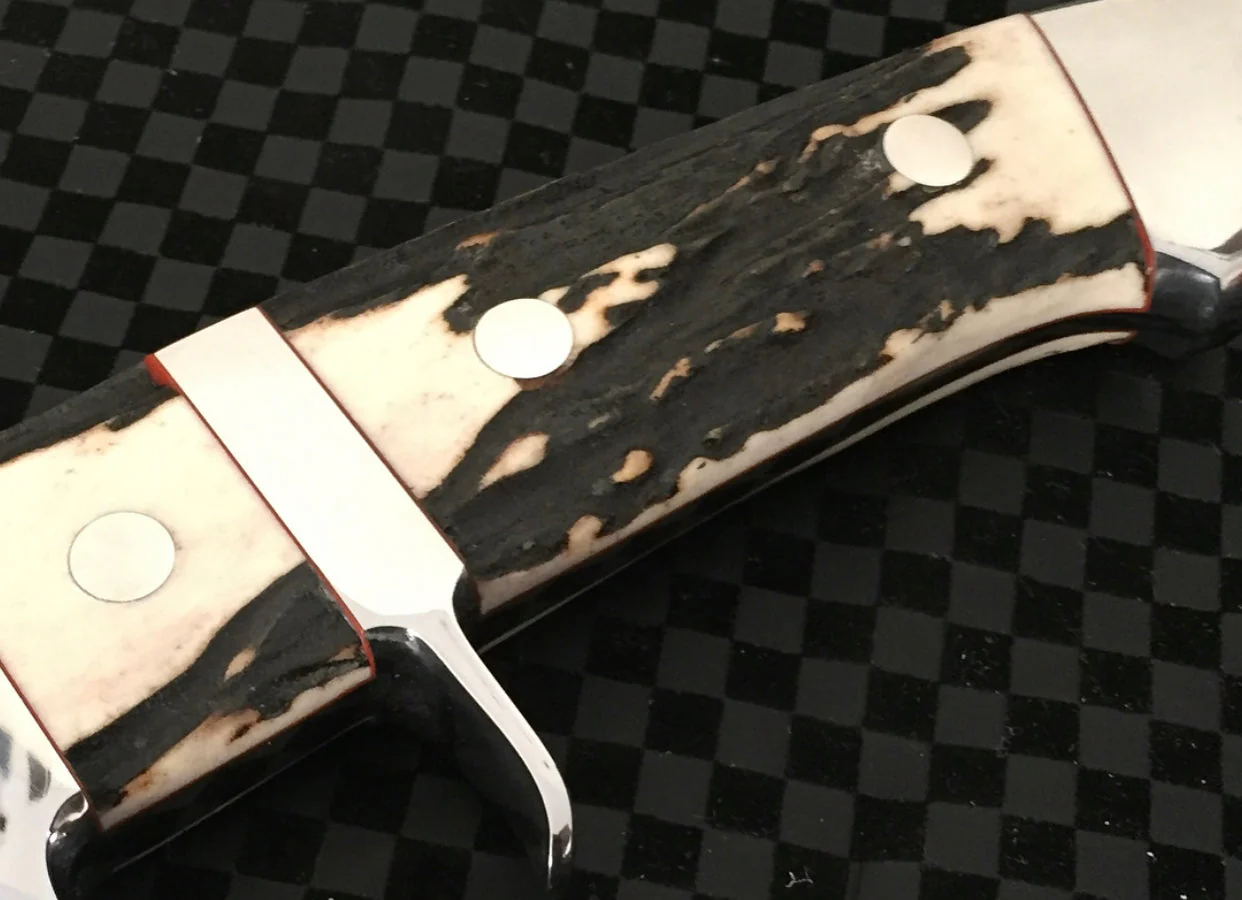 Pig Sticker Knife with Leather Sheath for Sale – Custom Handmade Full Tang D2 Steel Blade, Antler Horn Handle & Steel Double Guard | 13-Inch Hunting Knife – KBS Knives - Image 2
