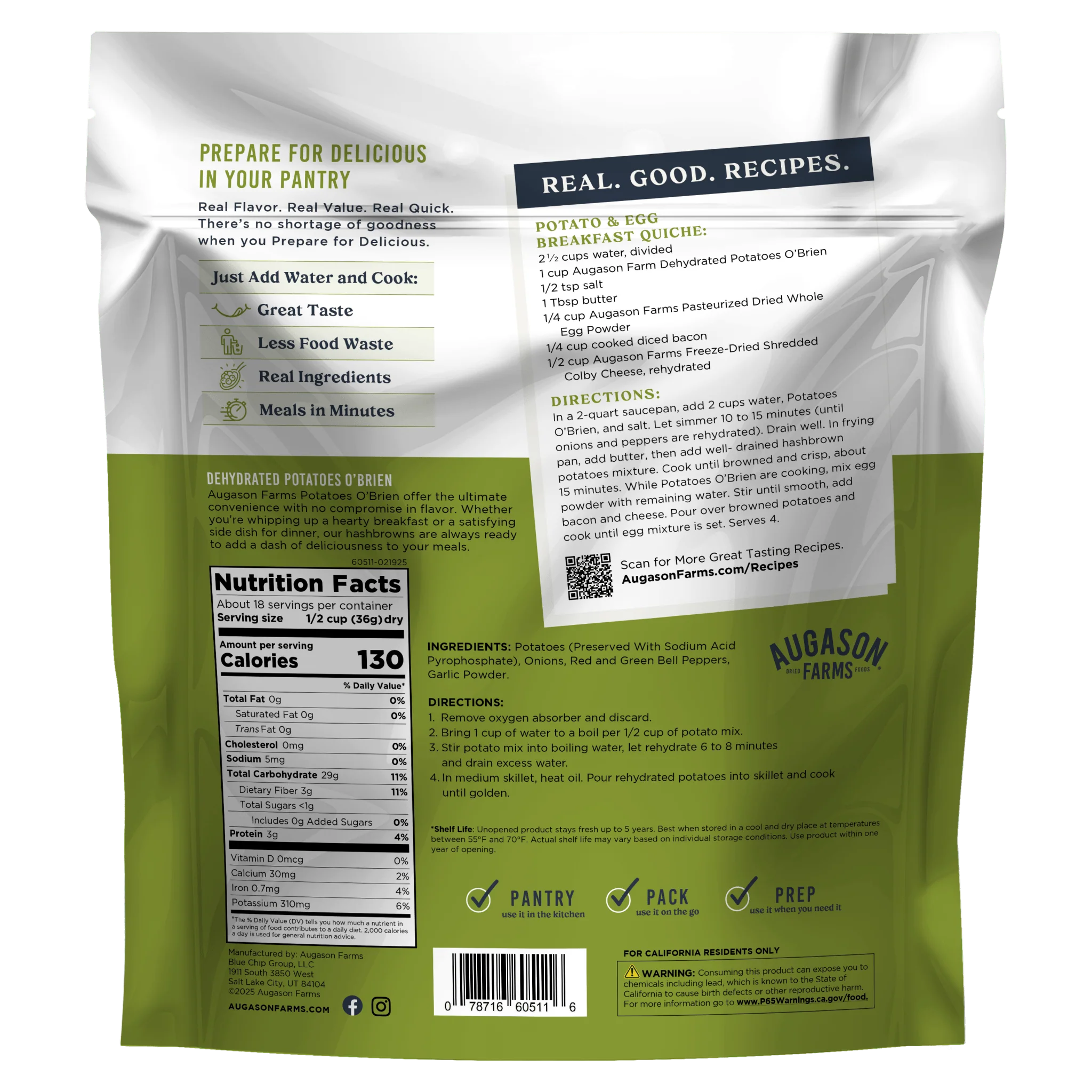 Potatoes O'Brien Family Size Pouch, 18 Servings - Image 2