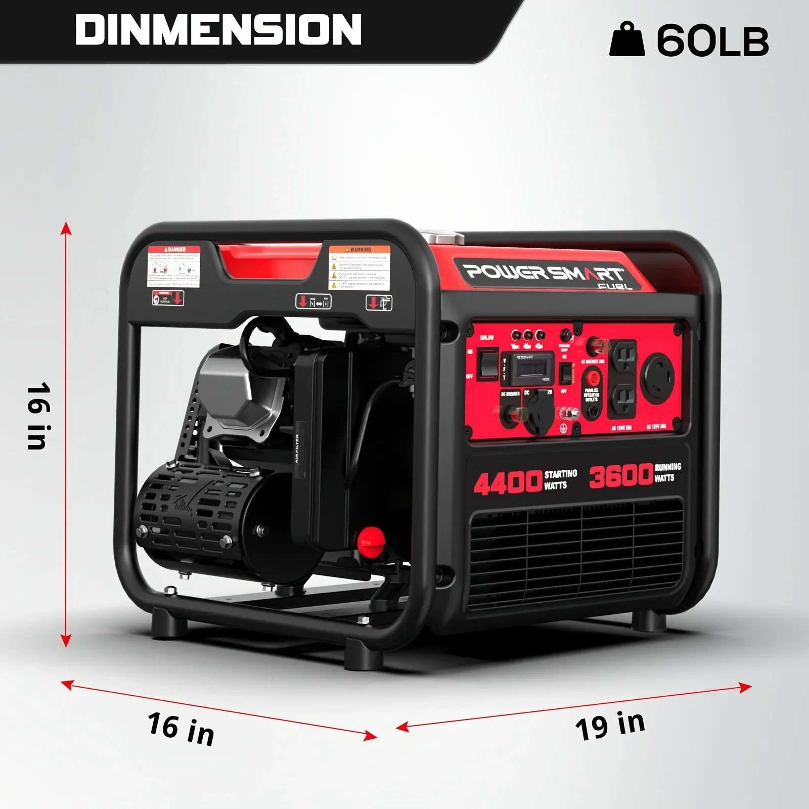 PowerSmart 4400W Inverter Generator RV Ready 30A Gas Portable Quiet Home Use Pro - Image 2