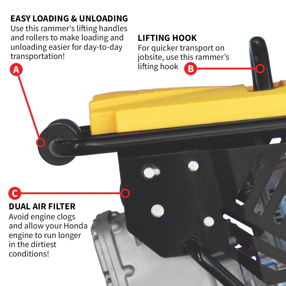 3.6HP Honda Vibratory Rammer Jumping Jack Tamper with Honda GXR120 Engine Impact Force 3,550 lbs/ft - Image 6