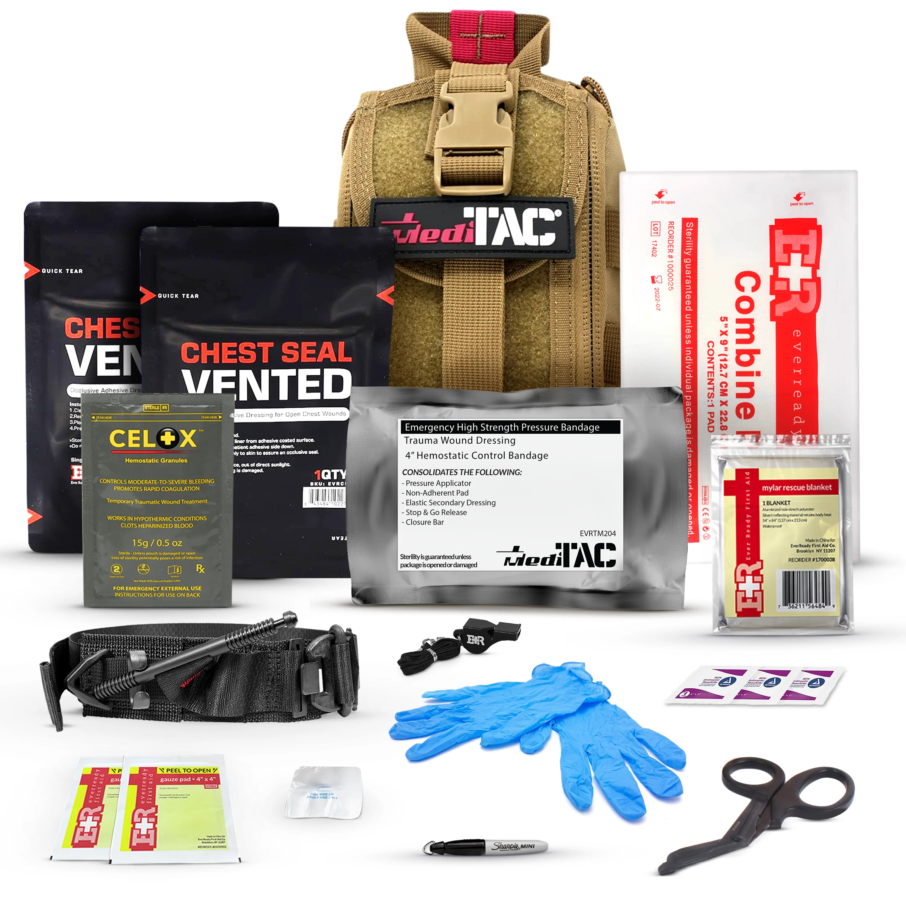 Premium Tactical IFAK Kit w Rip-Away Velcro, SOF Tourniquet & CELOX - Image 15