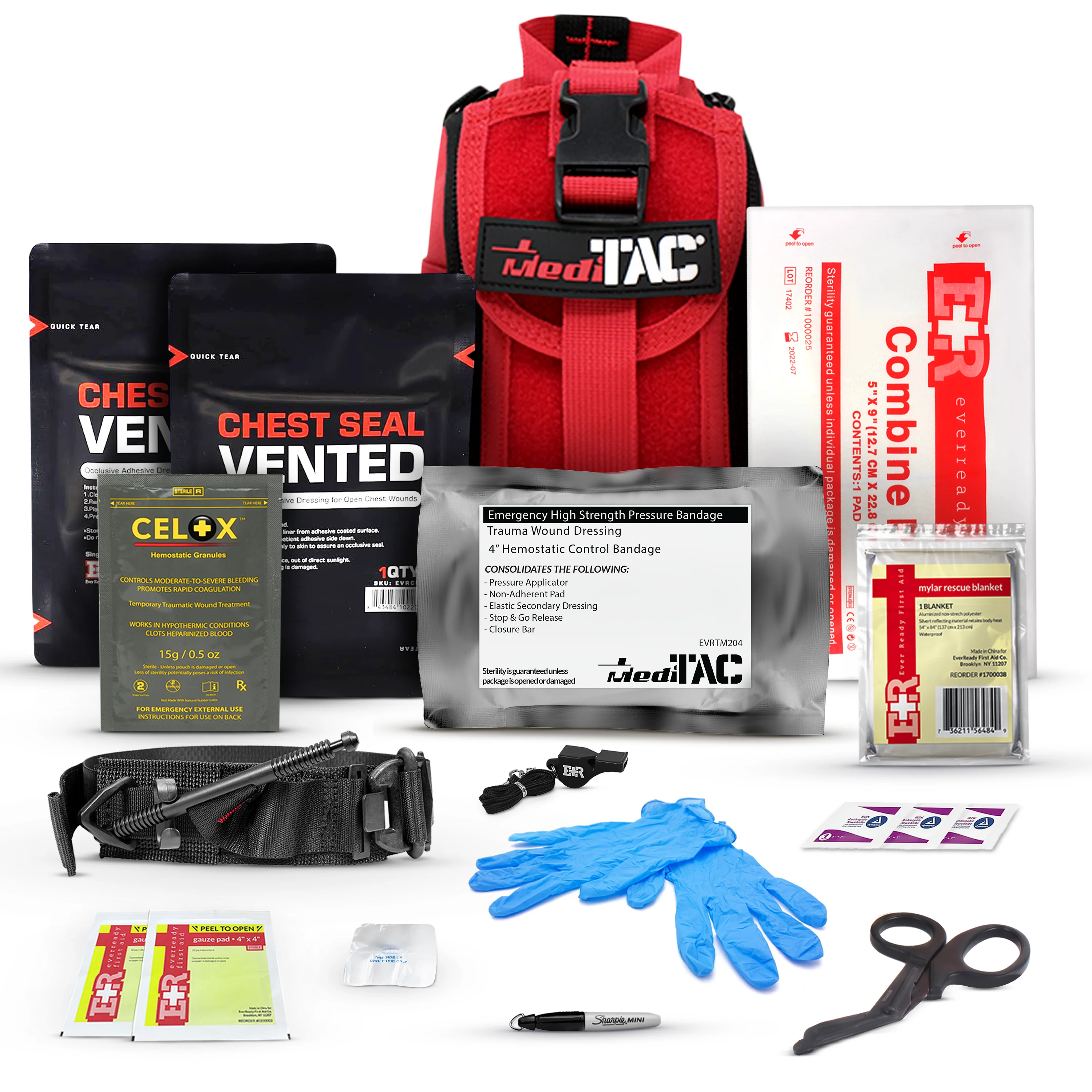 Premium Tactical IFAK Kit w Rip-Away Velcro, SOF Tourniquet & CELOX - Image 9