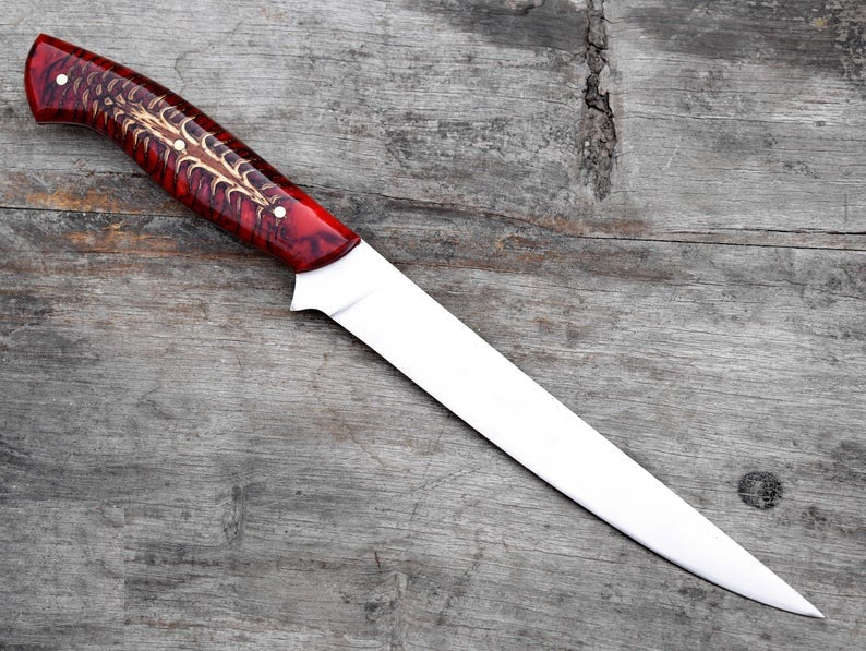 Professional Fillet Knife – 13" with Red Epoxy Resin Handle - Image 2