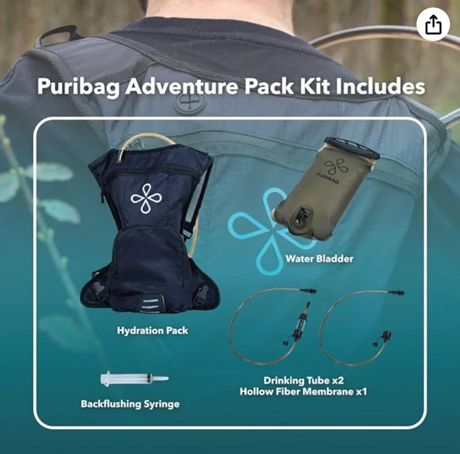 Puribag Adventure Pack - [hydration backpack with 2L water bladder and adaptable membrane filter kit] - Image 5