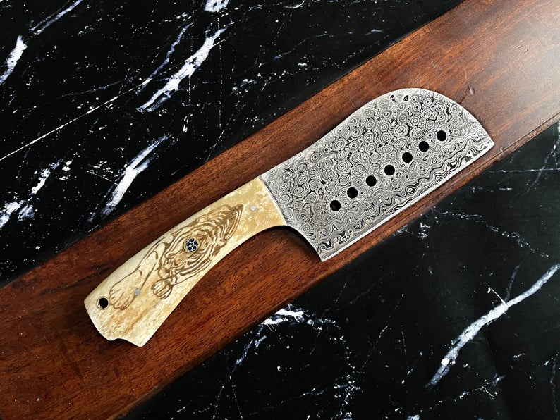 Raindrop Damascus Cleaver Knife - Image 2