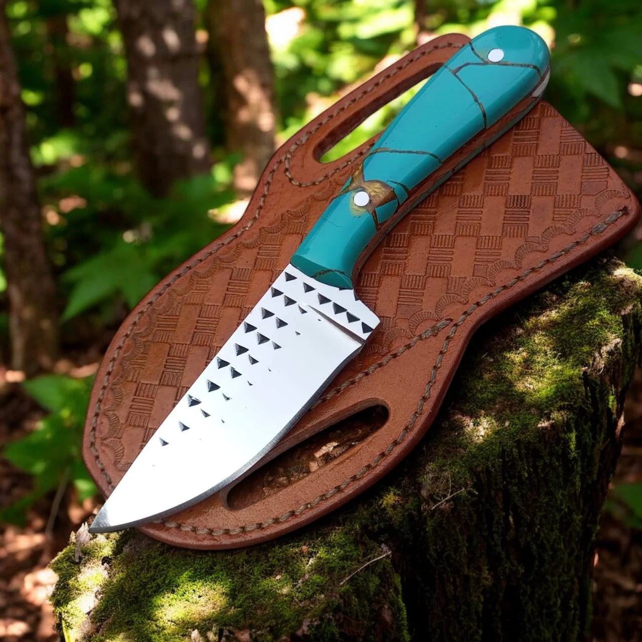 Ranch Cowboy Knives and Sheaths – 8" Full Tang Rasp Tool Steel Blade with Epoxy Resin Handle - Image 2