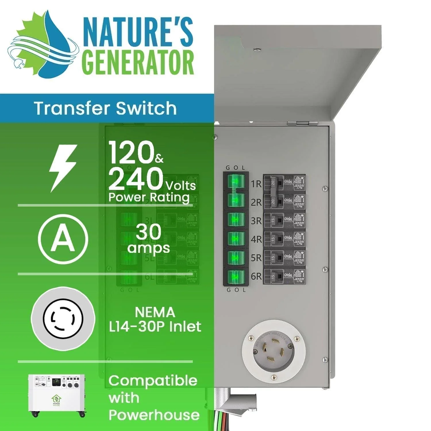 Refurbished - Nature's Generator 120/240V 30A 12-Circuit Non-Automatic Transfer Switch - Image 2