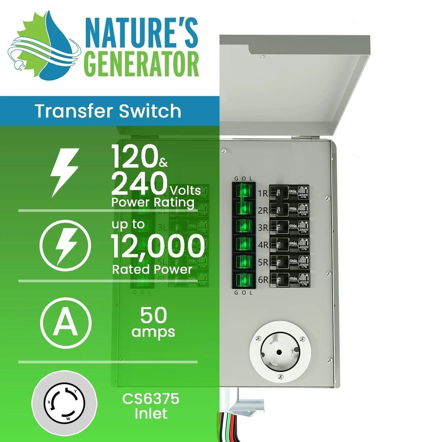 Refurbished - Nature's Generator 120/240V 50A 12-Circuit Non-Automatic Transfer Switch - Image 2