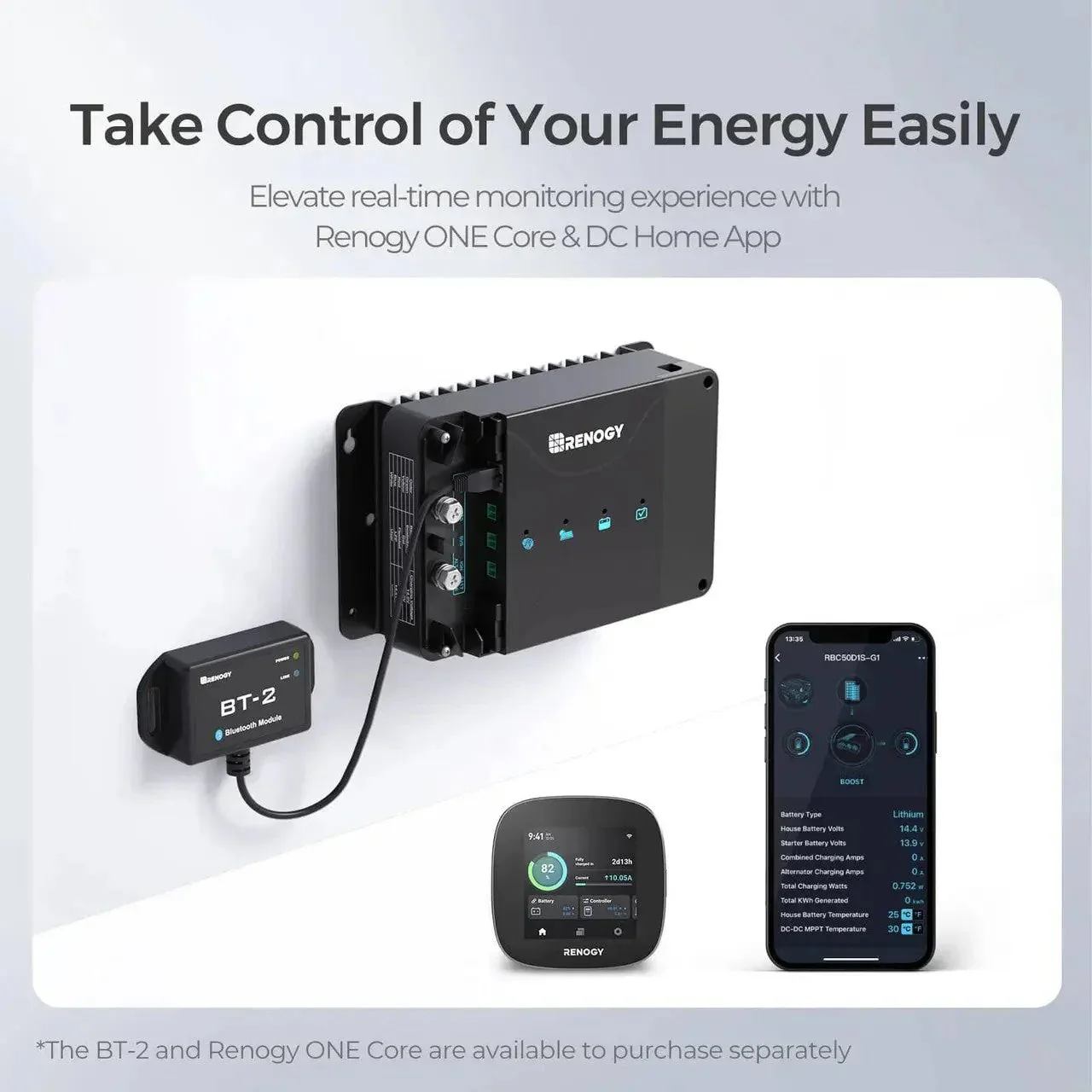 Renogy 12V 30A/50A DC-DC On-Board Battery Charger with MPPT with Renogy ONE Core - Image 4