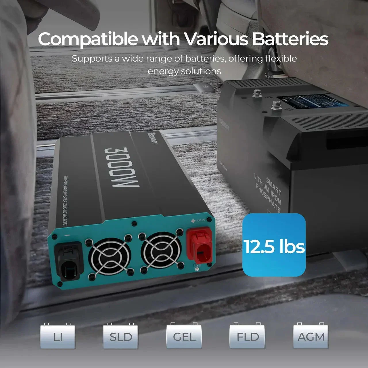 Renogy 700W/1000W/2000W/3000W 12V Pure Sine Wave Inverter - Image 4