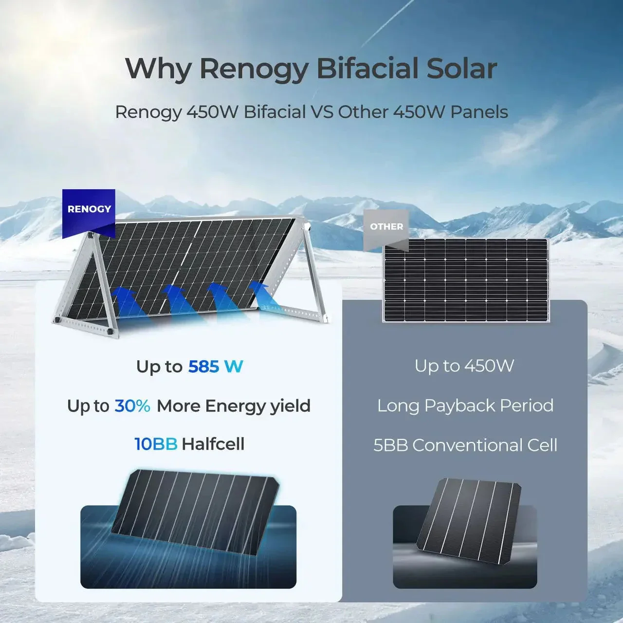 Renogy Bifacial 2PCS 450W Monocrystalline Solar Panel - Image 2