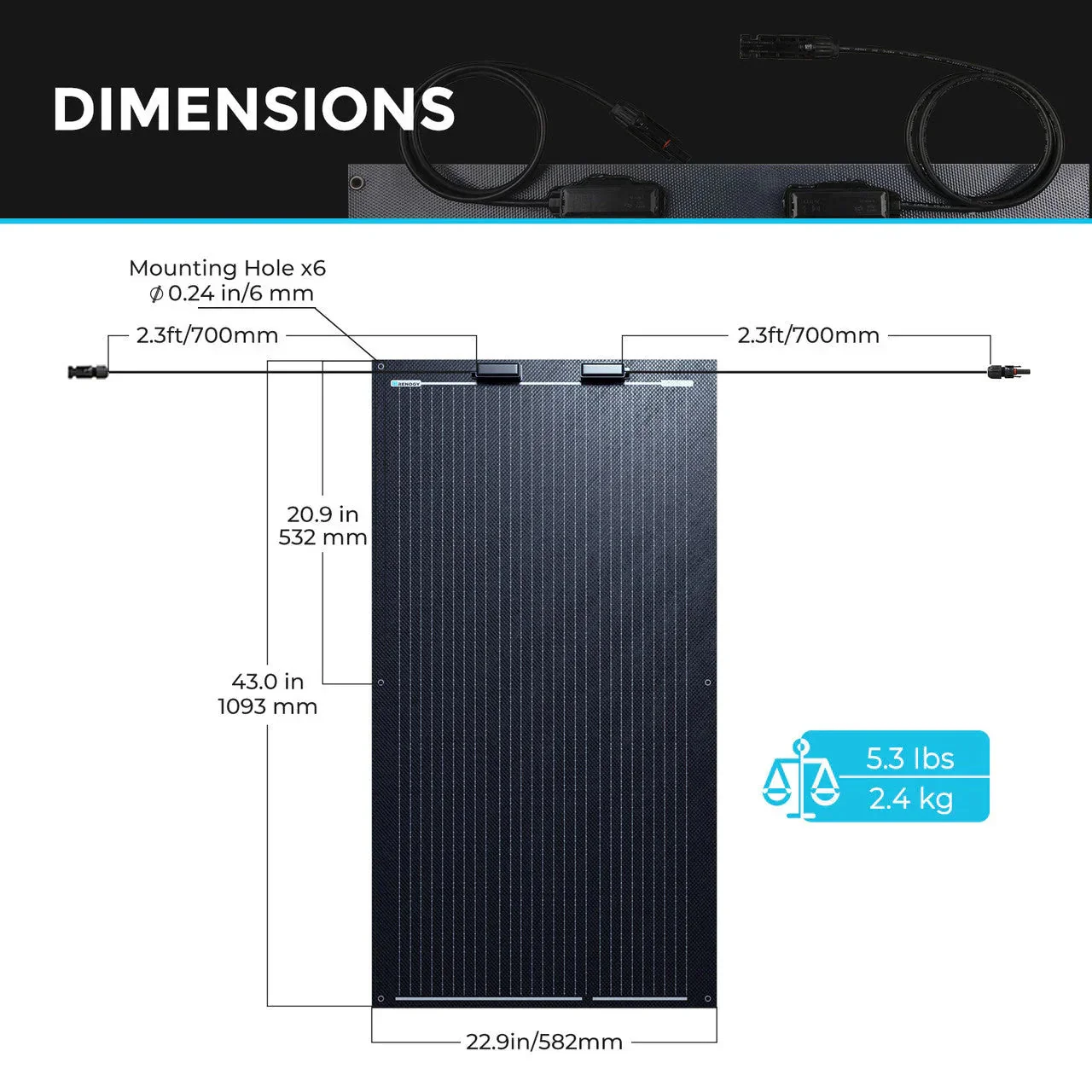 Renogy Flexible 100W 12V Black Division Lightweight Monocrystalline Solar Panel - Image 7