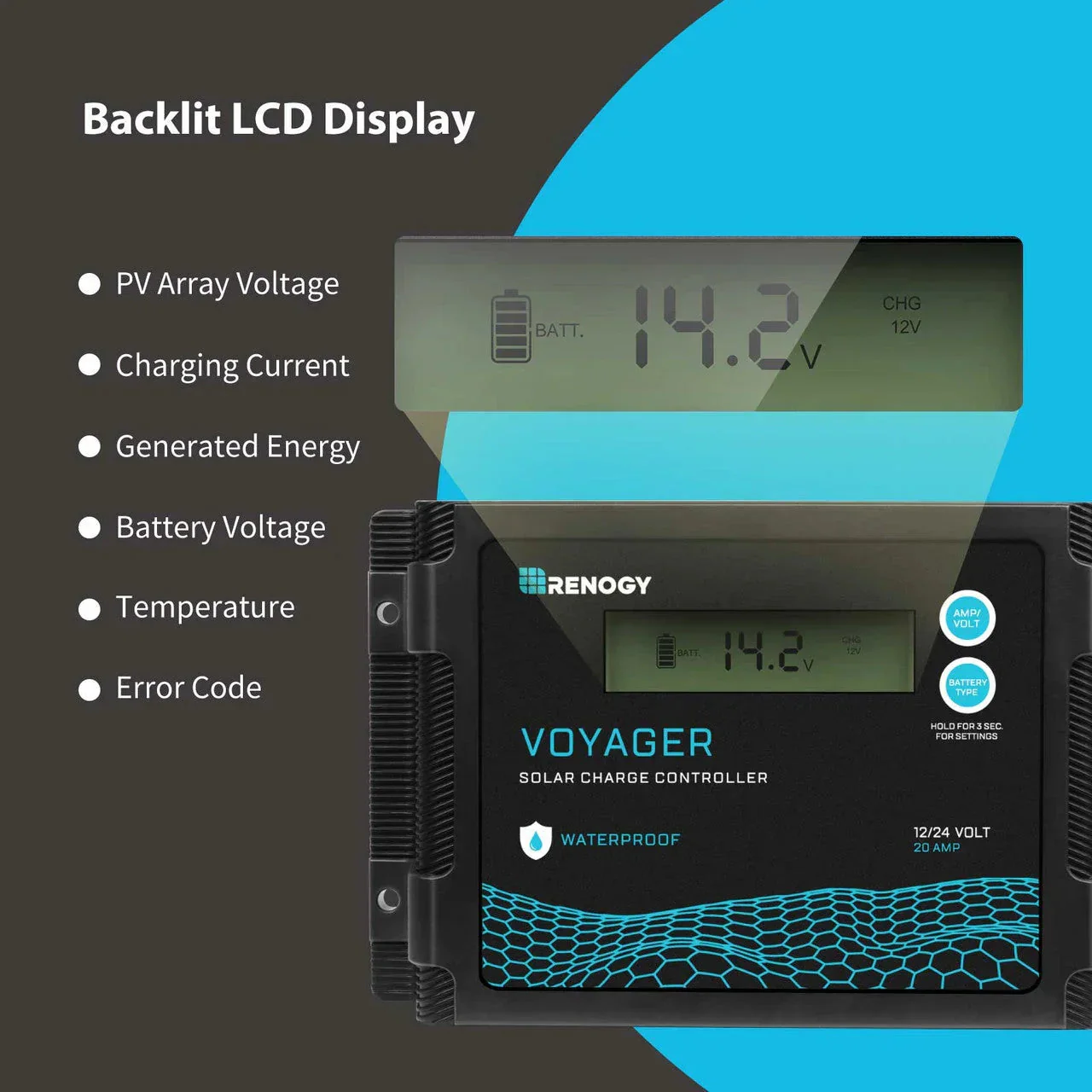 Renogy New Edition Voyager 20A PWM Waterproof Solar Charge Controller - Image 6