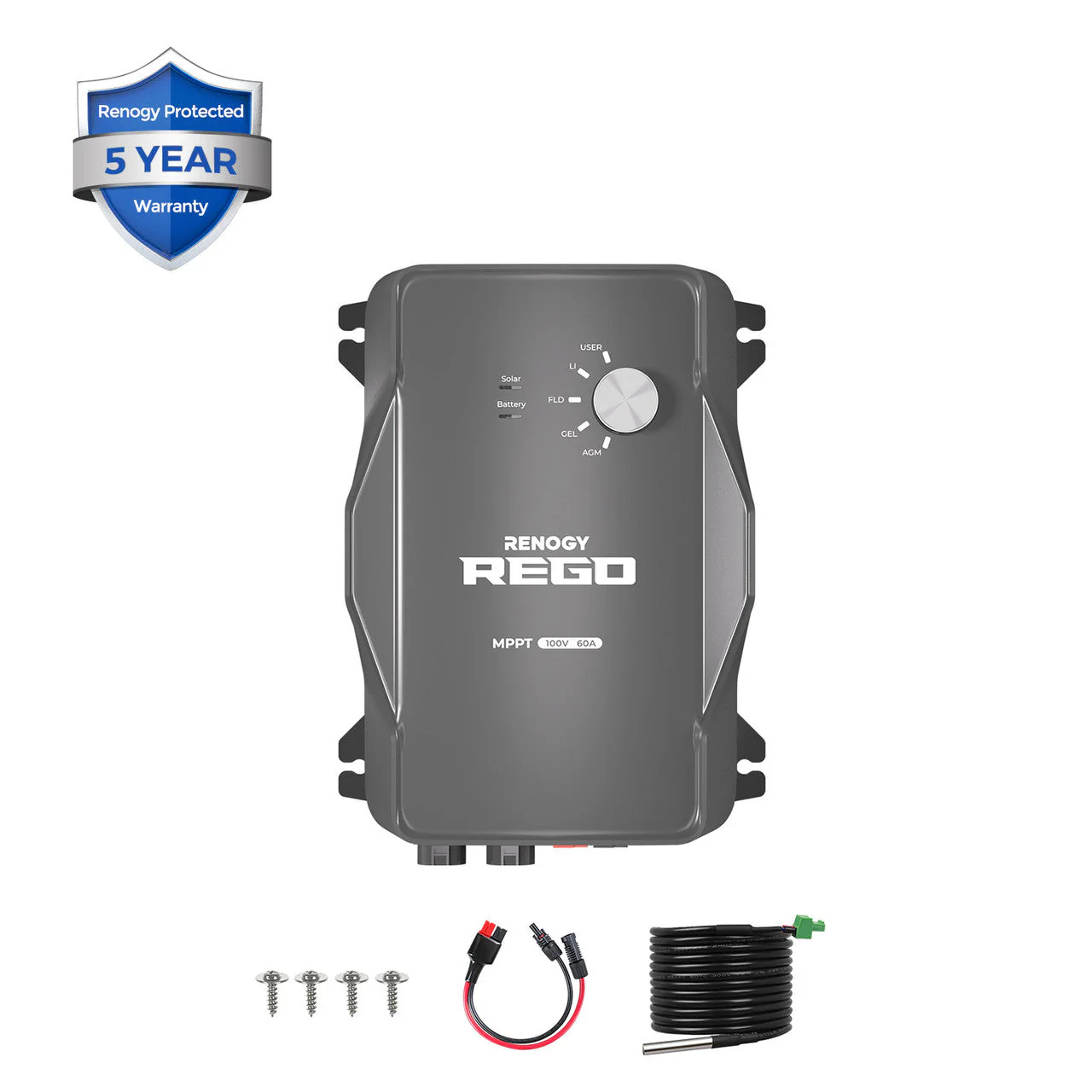 Renogy REGO 12V 60A MPPT Solar Charge Controller + 10Ft Power Cable (SC) - Image 2
