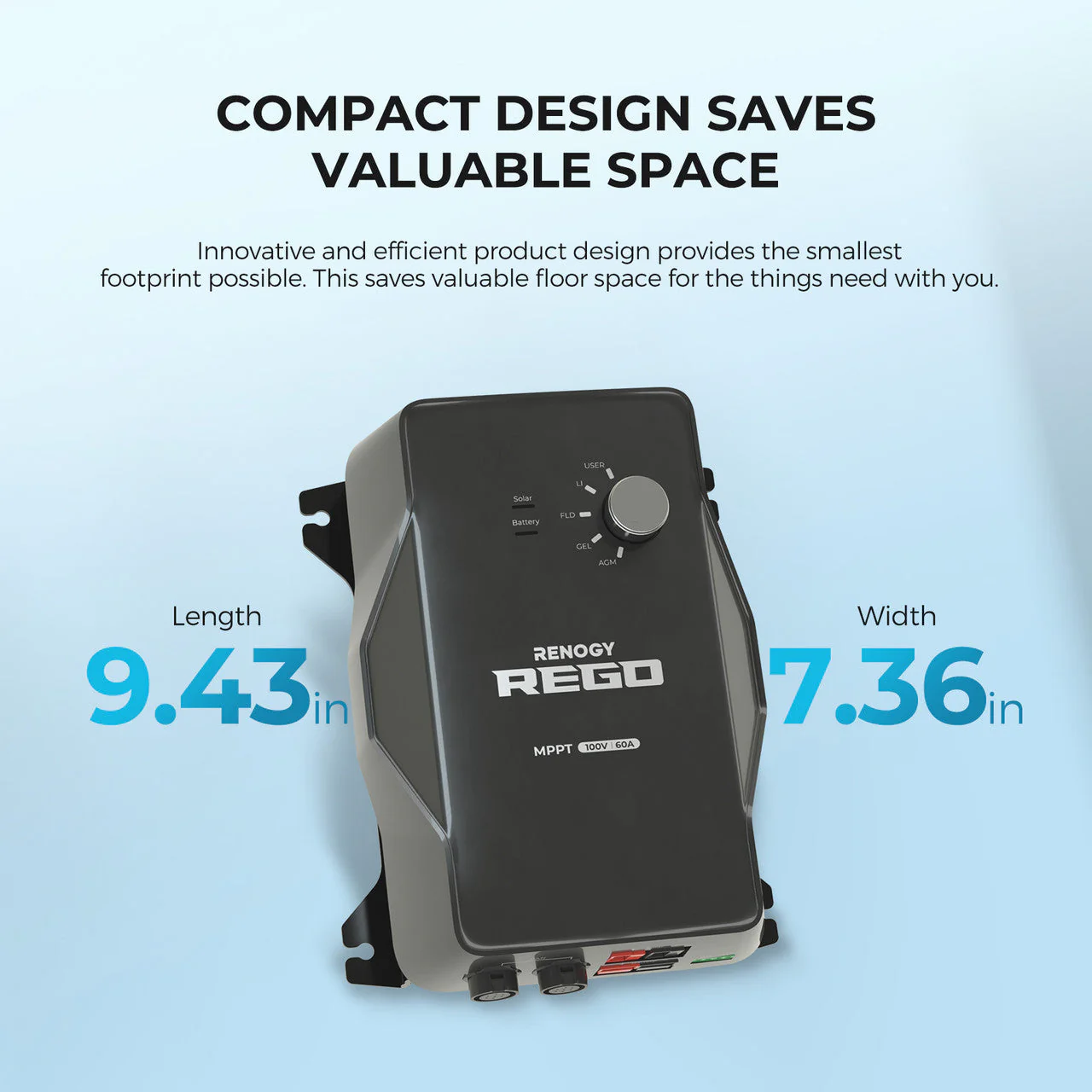 Renogy REGO 12V 60A MPPT Solar Charge Controller + 10Ft Power Cable (SC) - Image 7