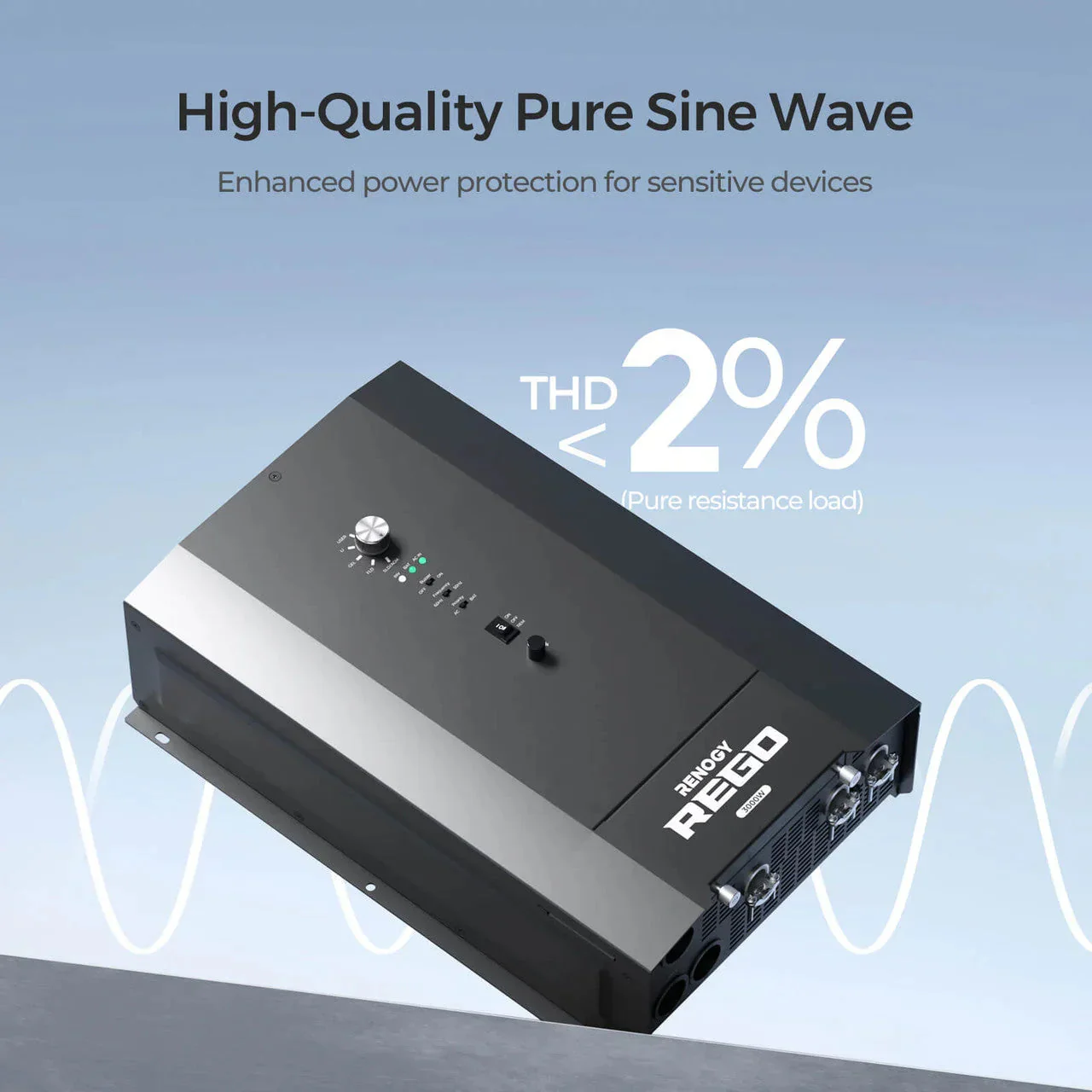 Renogy REGO 3000W 12V Pure Sine Wave HF Inverter Charger Split-phase Design - Image 4