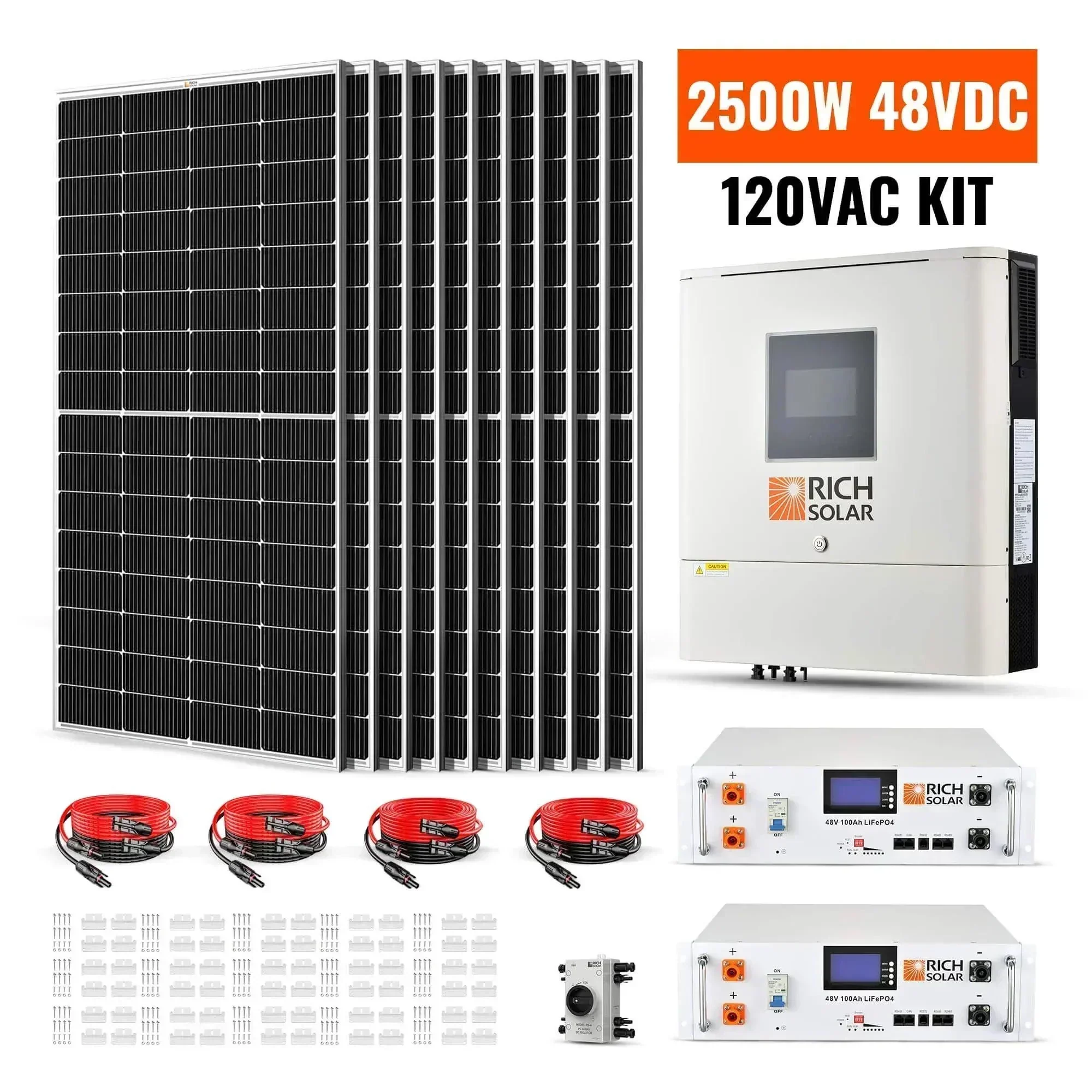 Rich Solar 2500W 48VDC-120VAC Solar Kit - Image 2