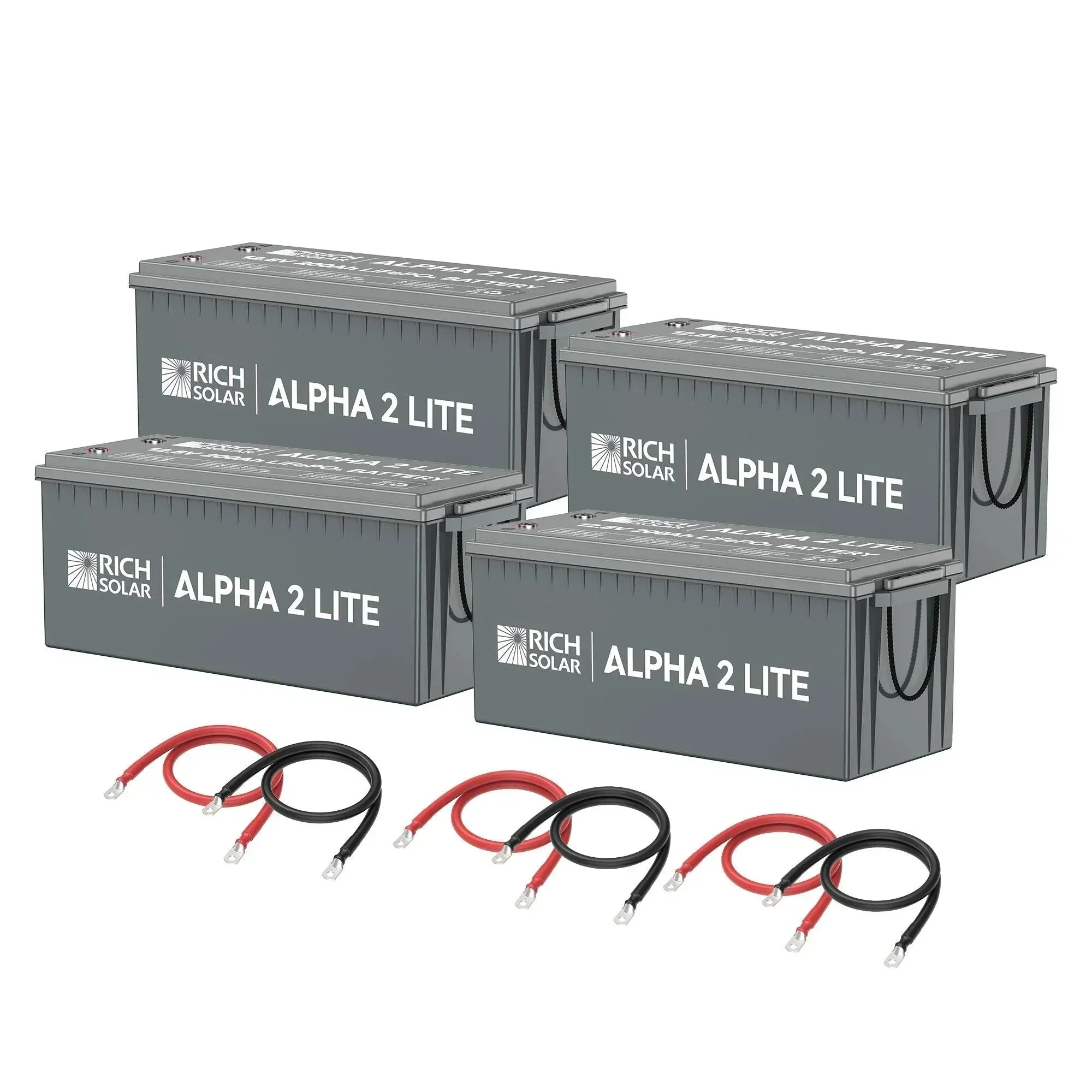 Rich Solar - 800Ah 12V LiFePO4 Off-Grid Battery Kit | 10.2kWh Deep Cycle Lithium Battery Bank | 4 X ALPHA 2 LITE in Parallel
