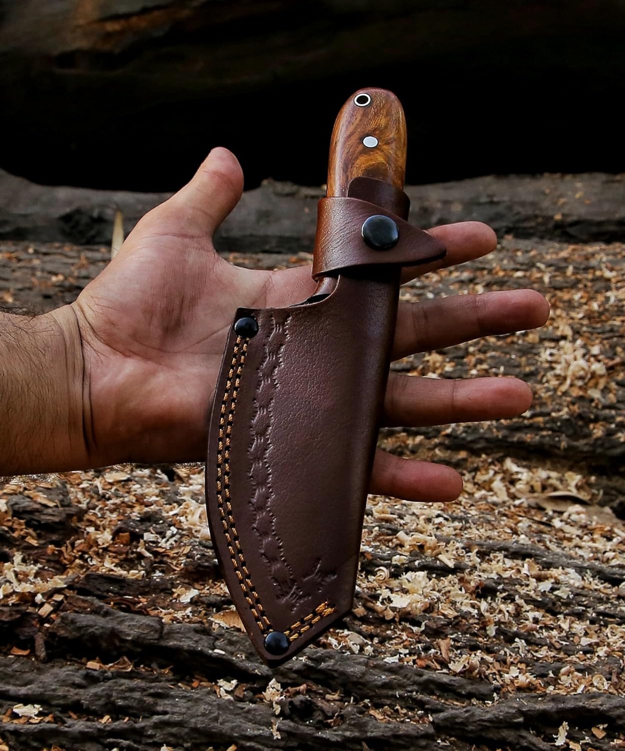 RidgeHunter High-Carbon Steel Survival Knife – 9-Inch Tactical Blade with Rosewood Handle - Image 3