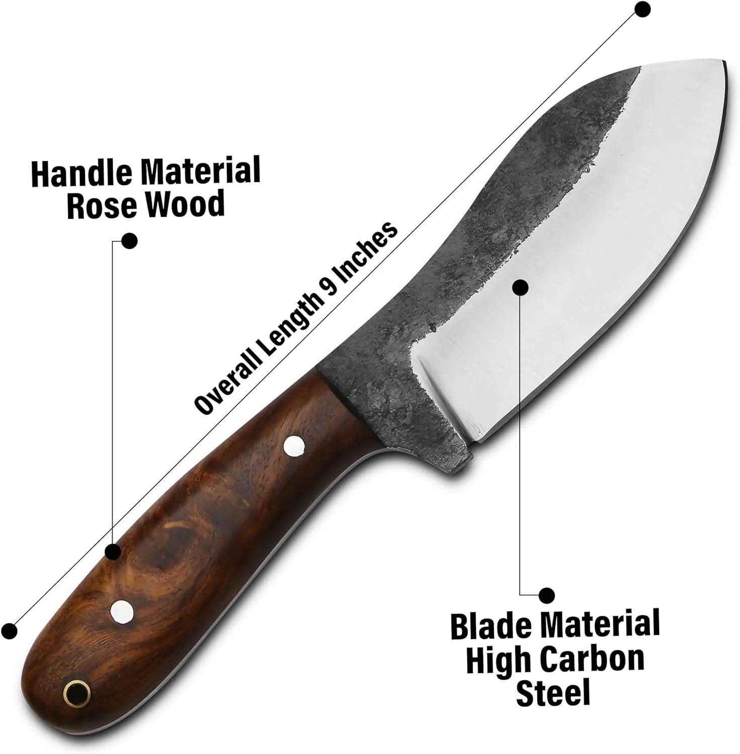 RidgeHunter High-Carbon Steel Survival Knife – 9-Inch Tactical Blade with Rosewood Handle - Image 7