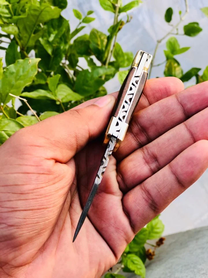 Rose Wood Handle Edc Pocket Knife - Image 2