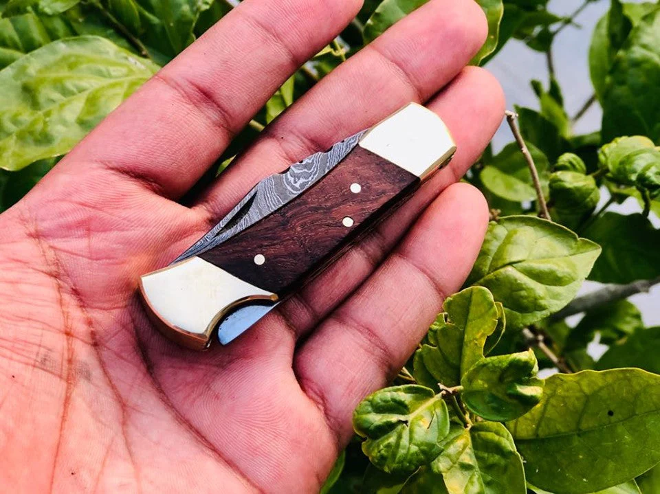 Rose Wood Handle Edc Pocket Knife - Image 3