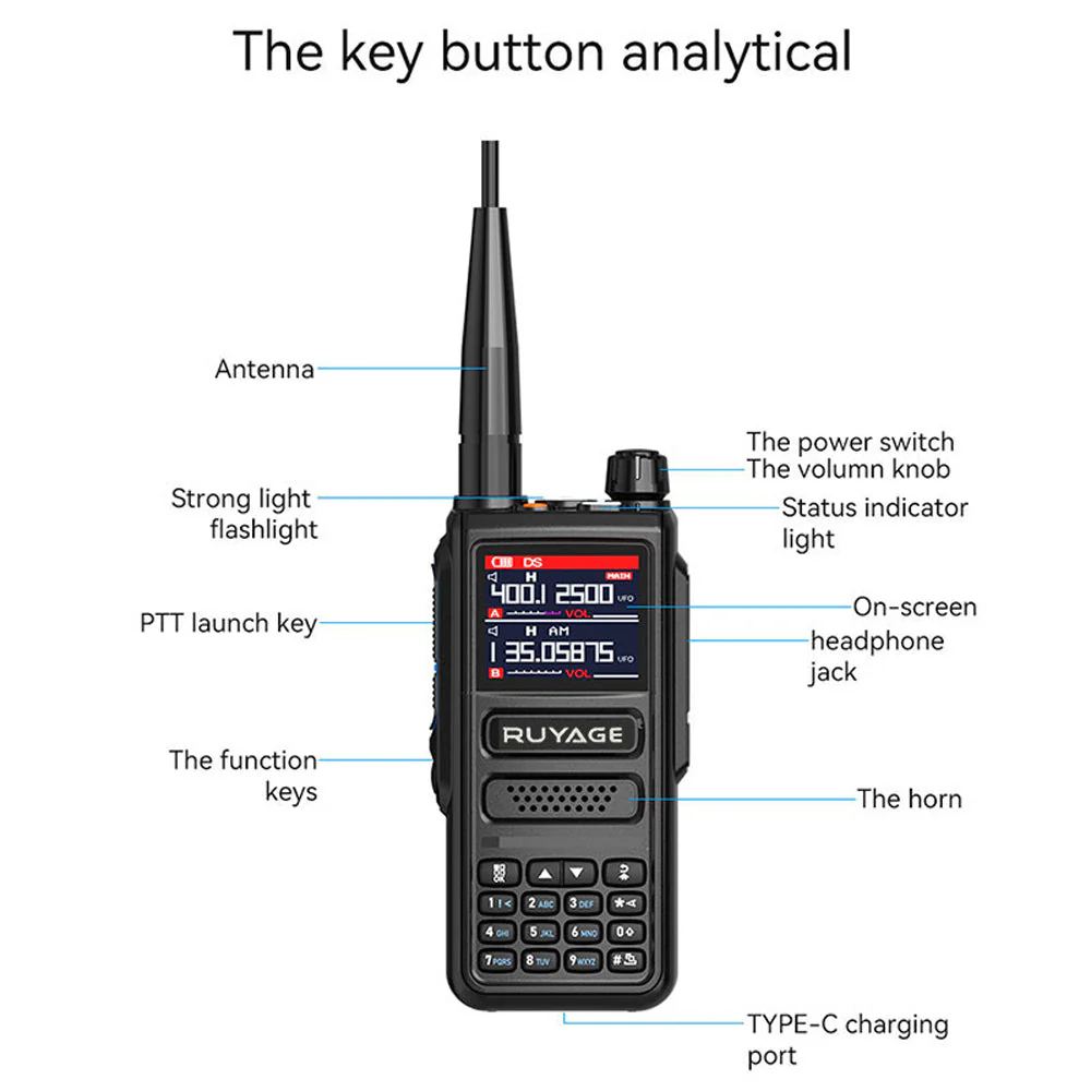 Ruyage Radio Analog Signal 10W Walkie-Talkie(UV98) - Image 5
