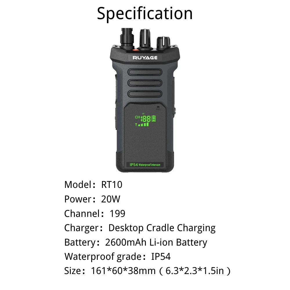 Ruyage Radio Analog Signal 20W Walkie-Talkie(RT10) - Image 3