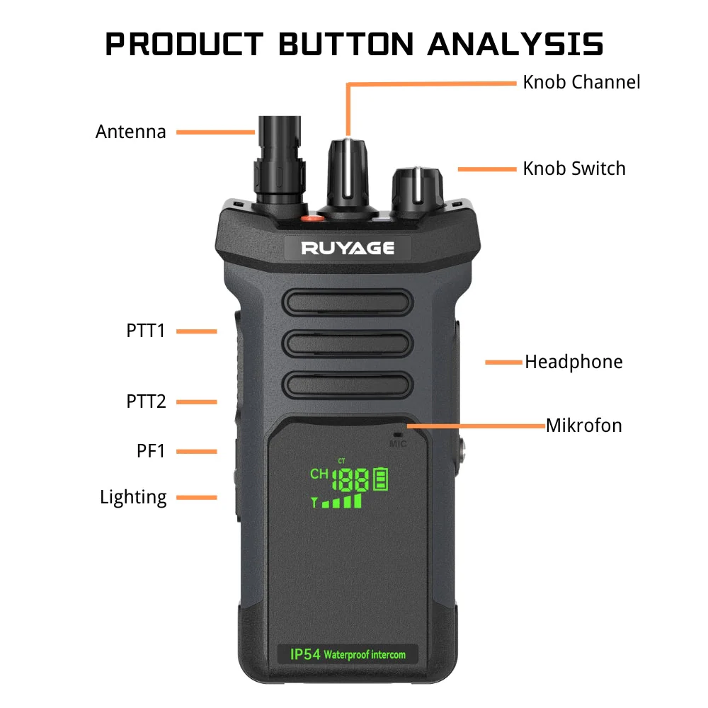 Ruyage Radio Analog Signal 20W Walkie-Talkie(RT10) - Image 6