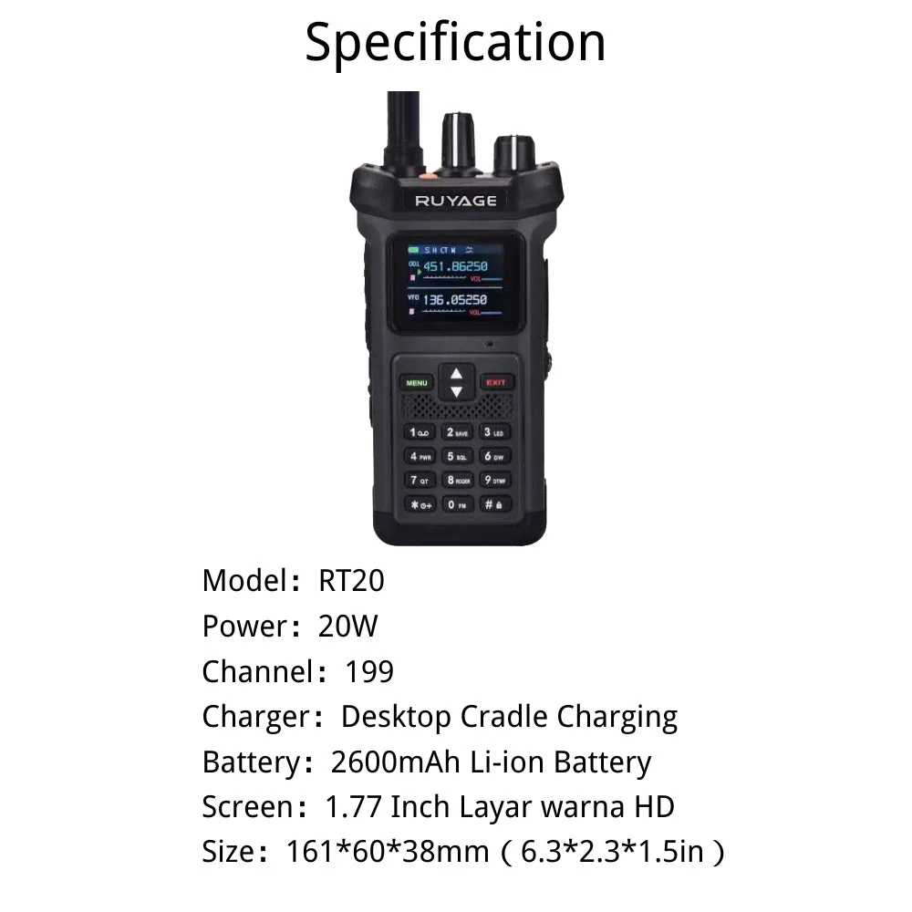 Ruyage Radio Analog Signal 20W Walkie-Talkie(RT20) - Image 3