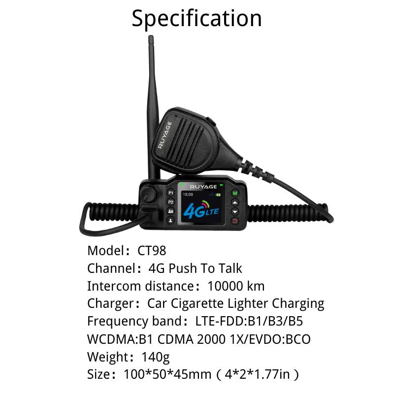 Ruyage Radio Nationwide PTT Car Walkie-Talkie(CT98) - Image 3