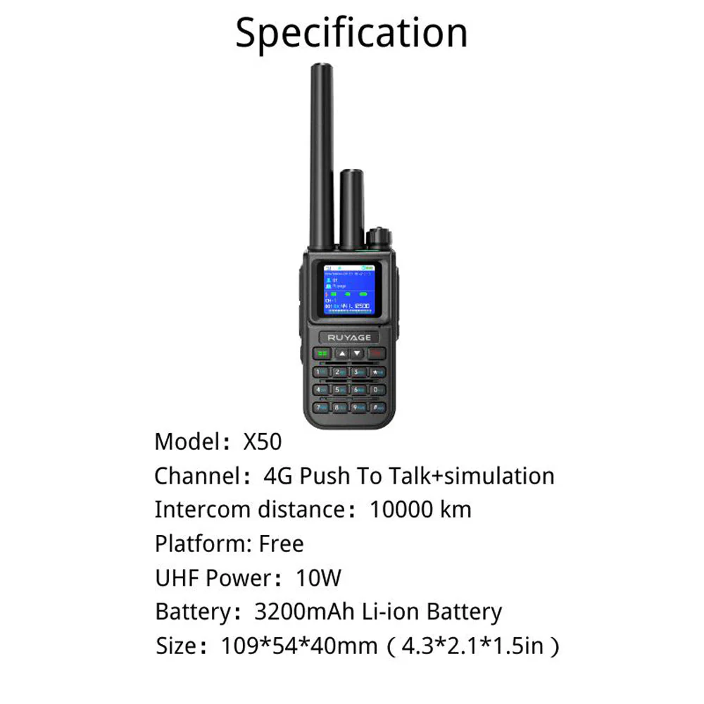 Ruyage Radio Nationwide PTT Dual-Mode Walkie-Talkie(X50) - Image 3