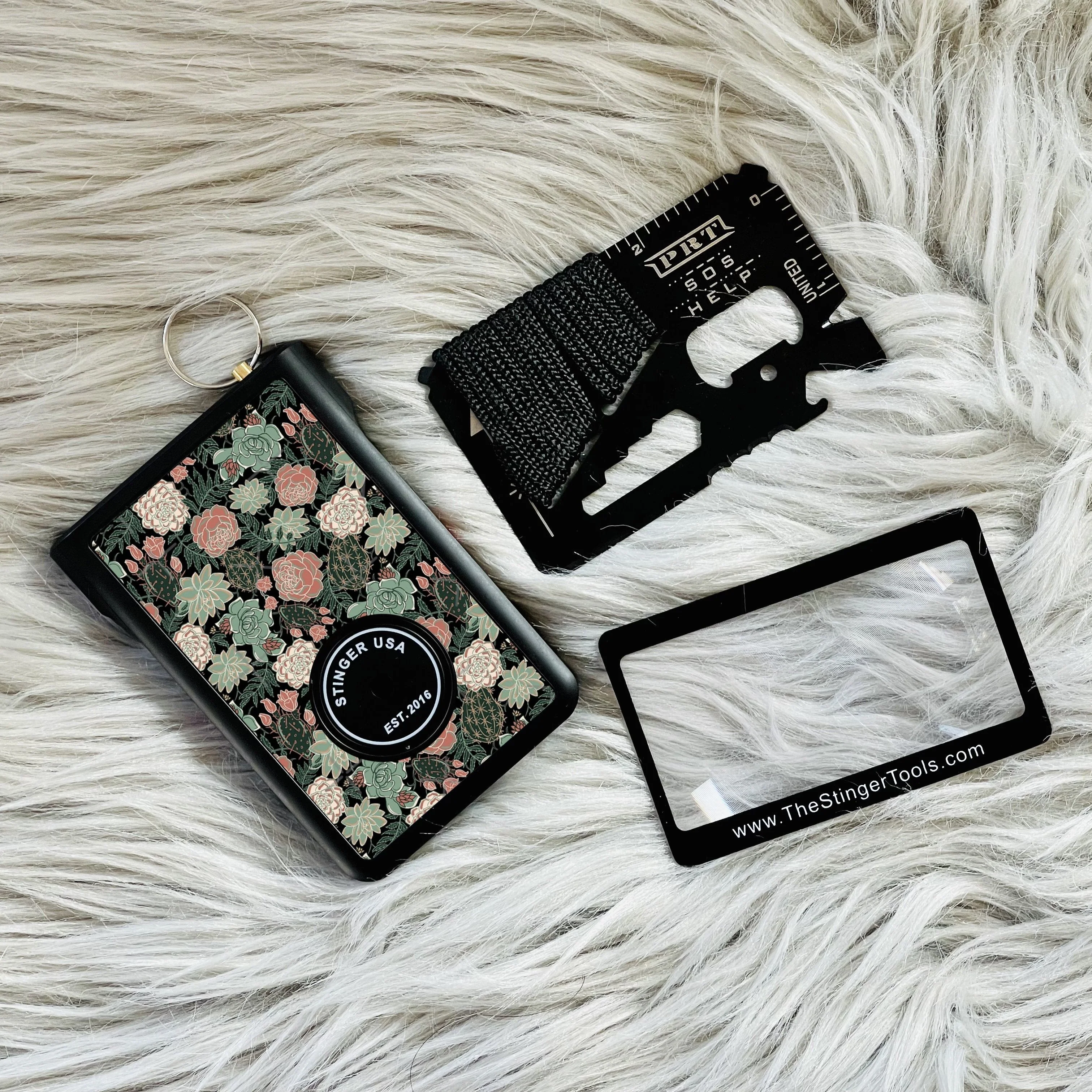 Safety Wallet With Personal Alarm Multi Functional Tool (Black Marble) - Image 24