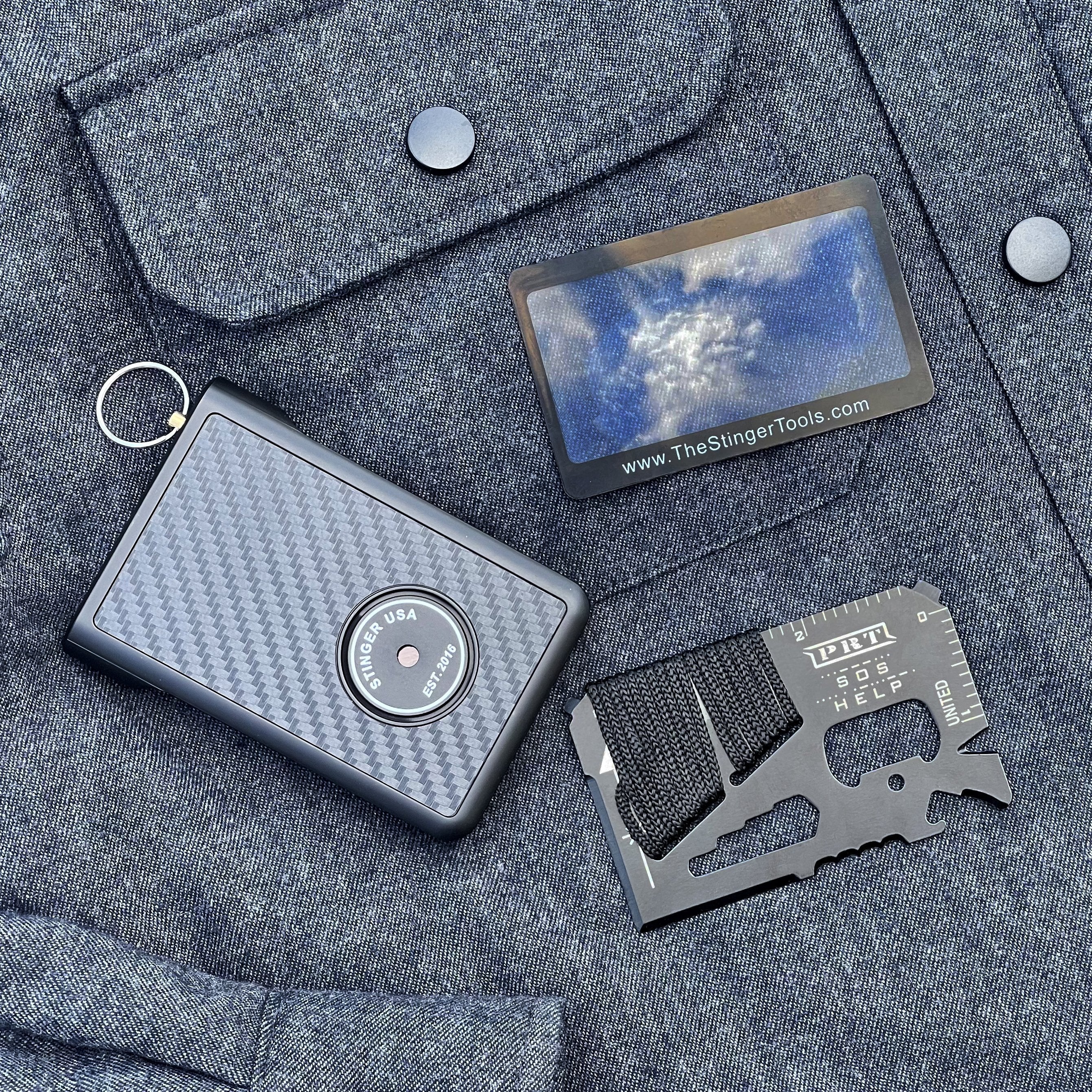 Safety Wallet With Personal Alarm Multi Functional Tool (Black Marble) - Image 4