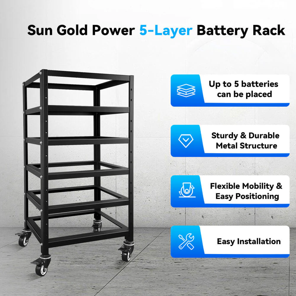 SunGoldPower 5-Layer Battery Rack for  3U Server Rack Battery - Image 2
