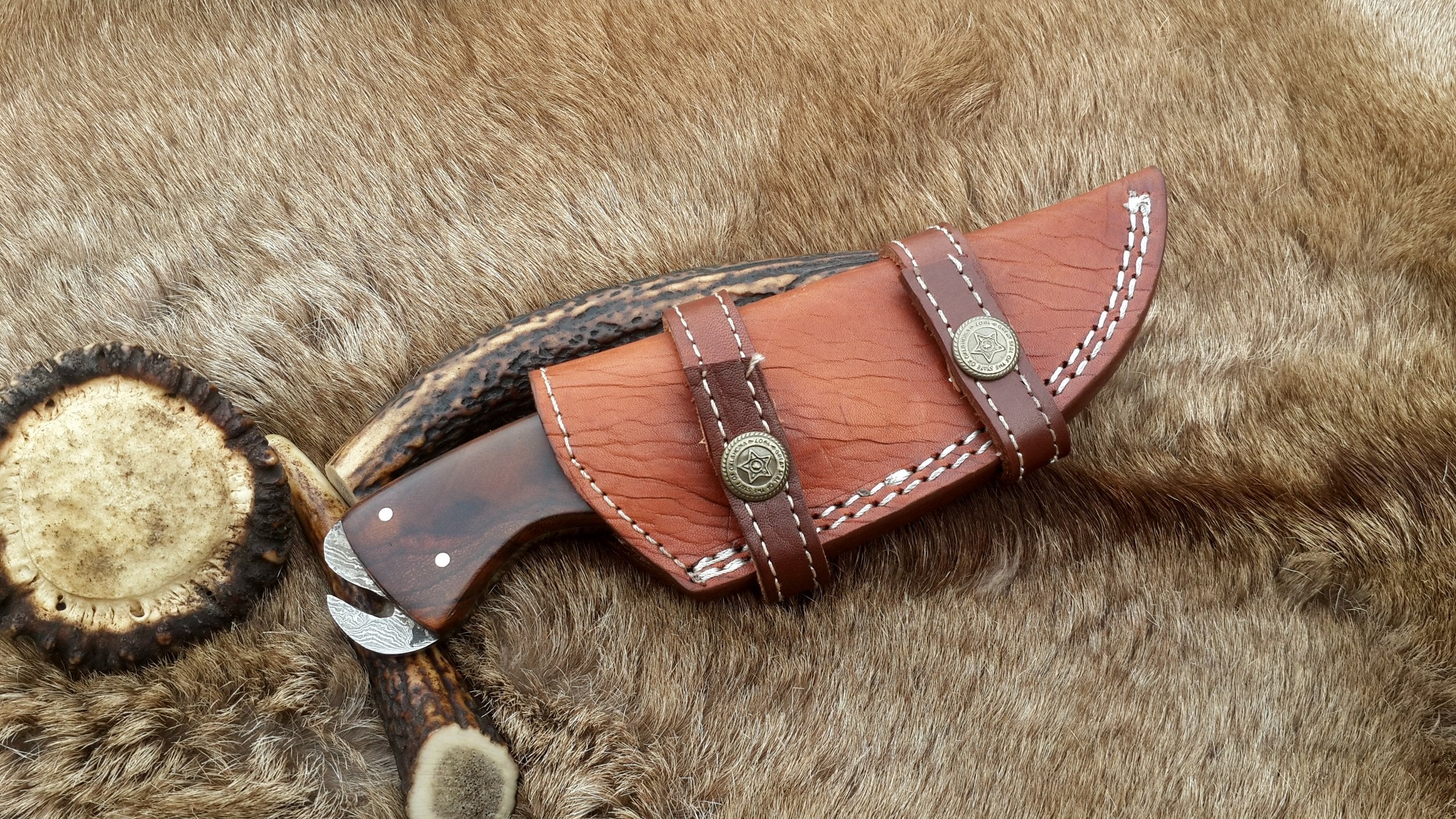 Skinning Blade Custom Handmade Full Tang Damascus Steel with Rosewood Handle, 7.5-inch - The Rosewood Edge - Image 6