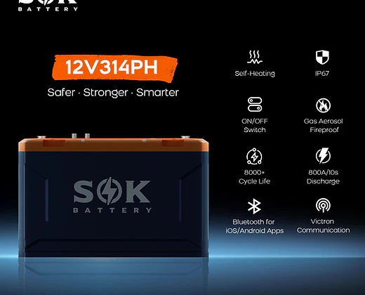 SOK Battery 12V 314Ah Lithium Battery, Built-in heater & Bluetooth, Victron CAN Comms | SOK Battery - Image 4
