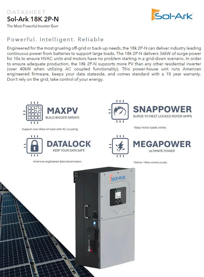 Sol-Ark 18K Hybrid Solar Inverter 18K-2P-N All in One - Image 5