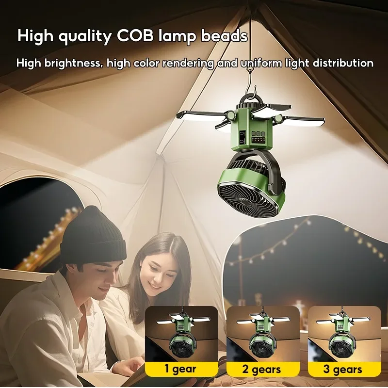Solar Camping Fan 6000mAh Rechargeable LED Light Power Bank - Image 7