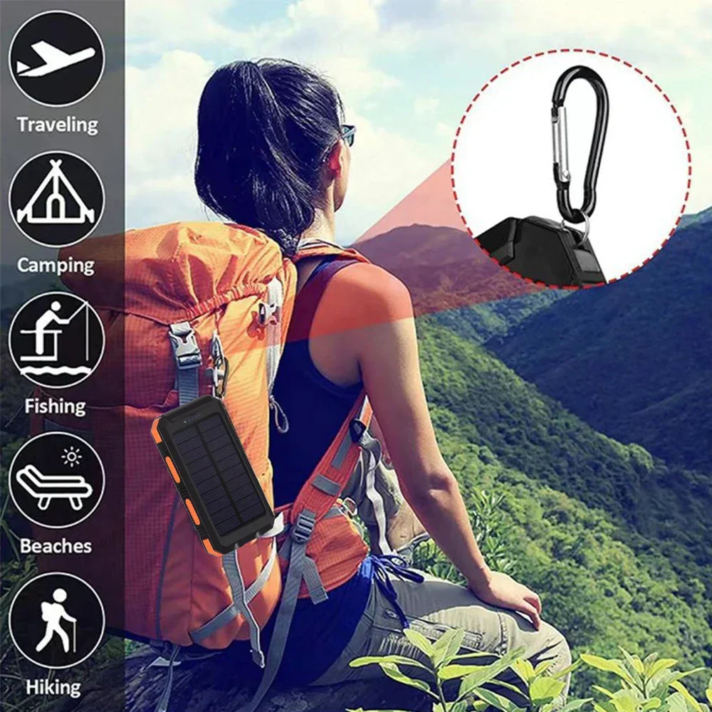 Solar Power Bank 80000mAh Portable Charger External Battery LED Light for Phones - Image 2