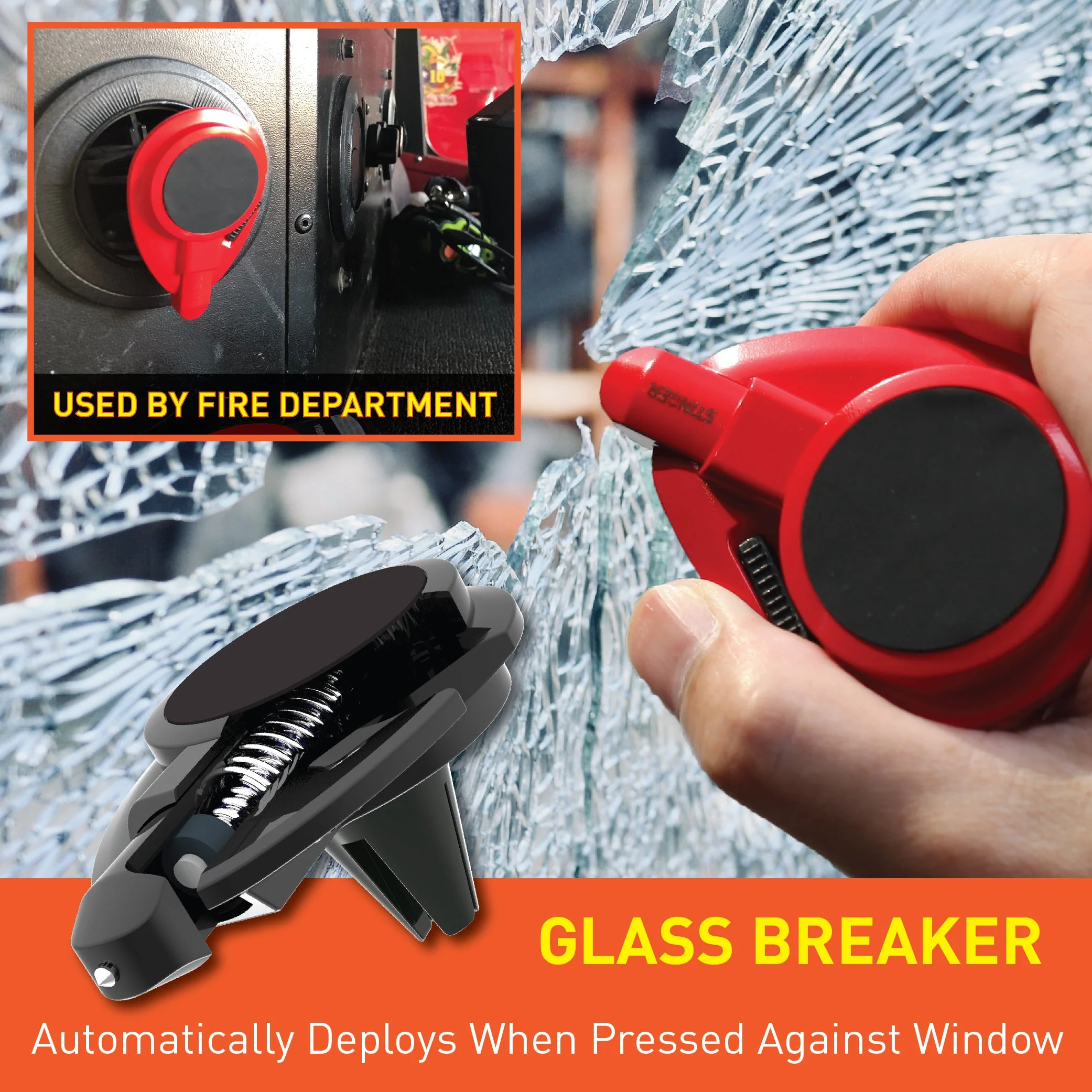 Stinger Car Vent Mount Magnetic Phone Holder Emergency Tool (Red) - Image 4