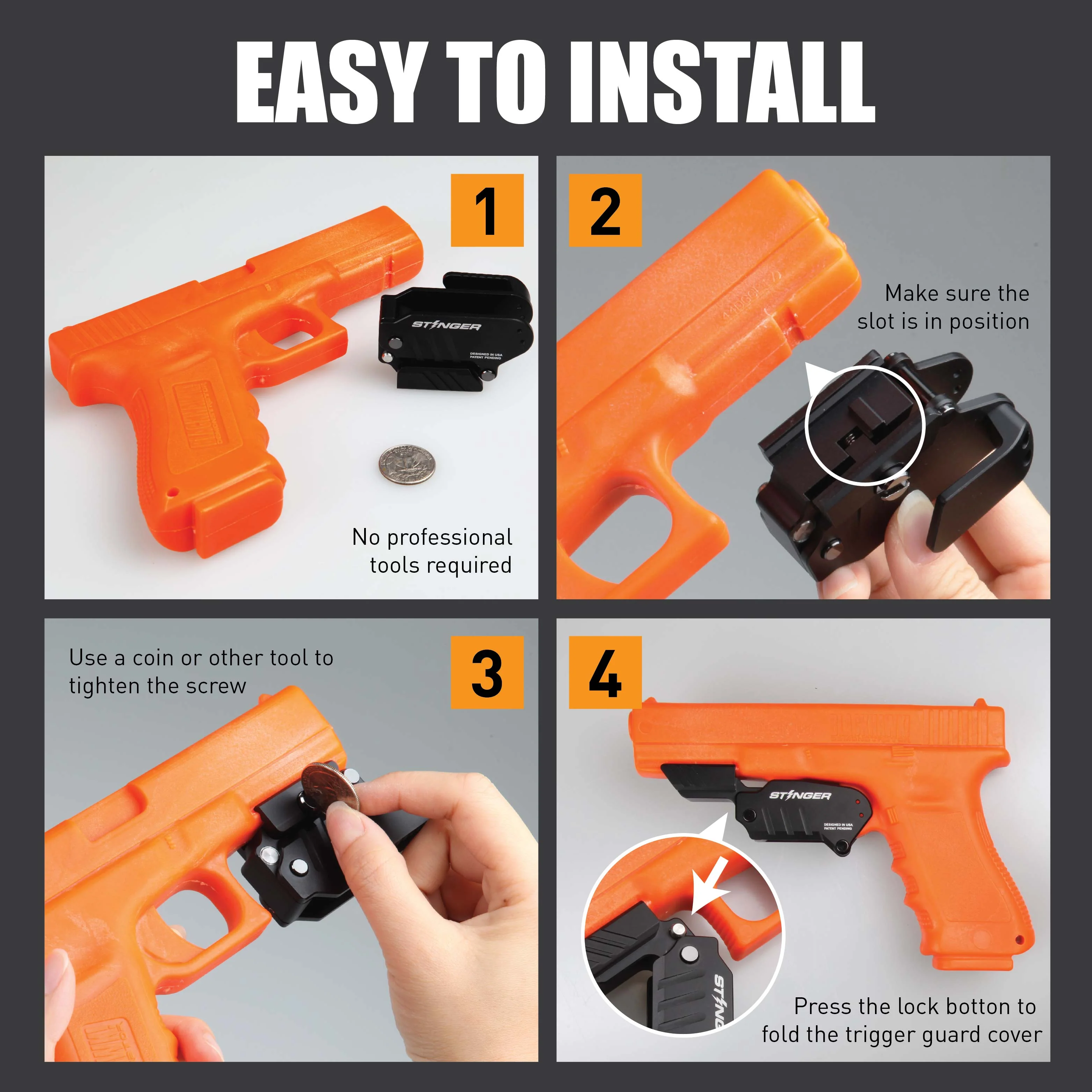 Stinger Concealment System: Trigger Guard Protection Cover, Belt Clip Minimalist Holster (Aluminum Body) - Image 5