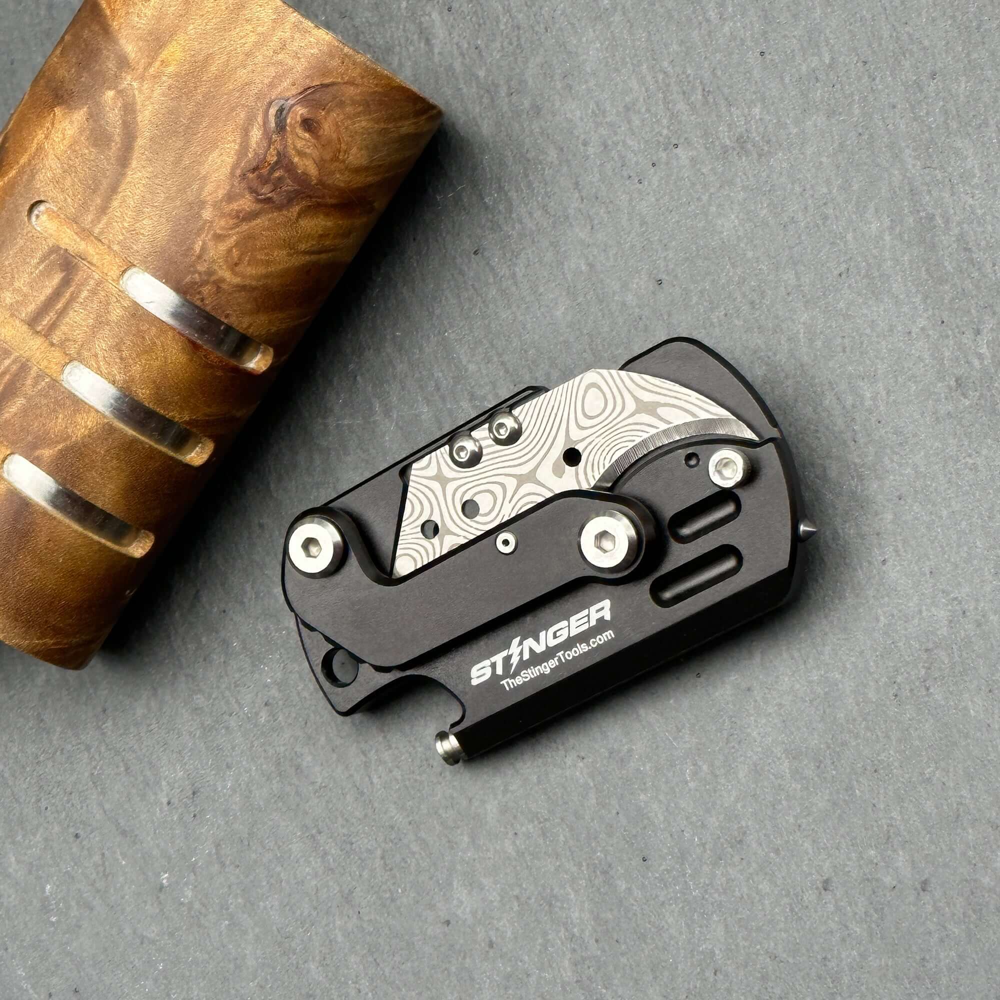 Stinger Dog Tag Blade, Folding Pocket Knife, Utility Knife - Matte Black - Image 3