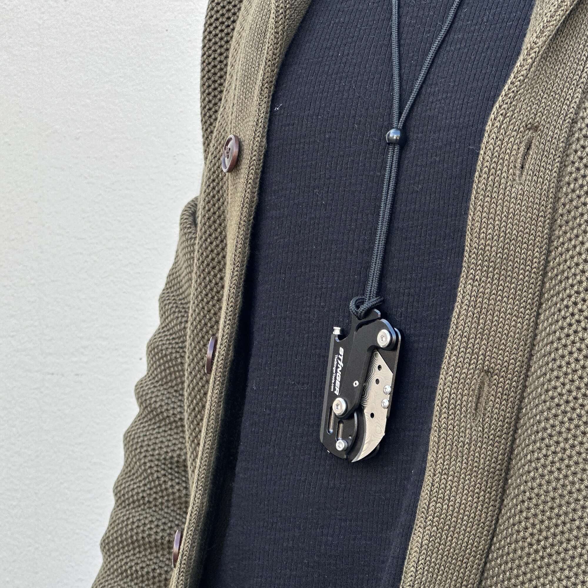 Stinger Dog Tag Blade, Folding Pocket Knife, Utility Knife - Matte Black - Image 5
