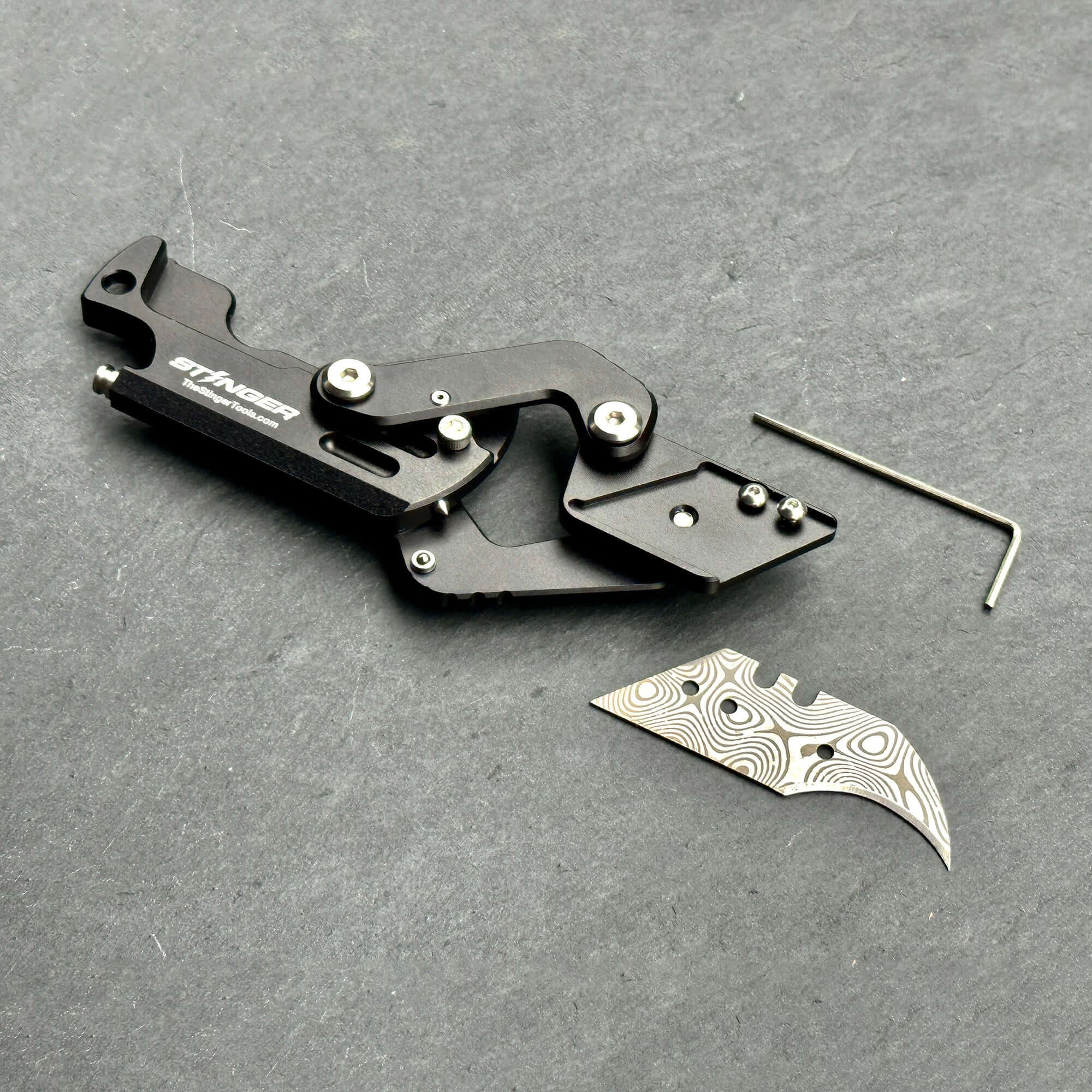 Stinger Dog Tag Blade, Folding Pocket Knife, Utility Knife - Matte Black - Image 8