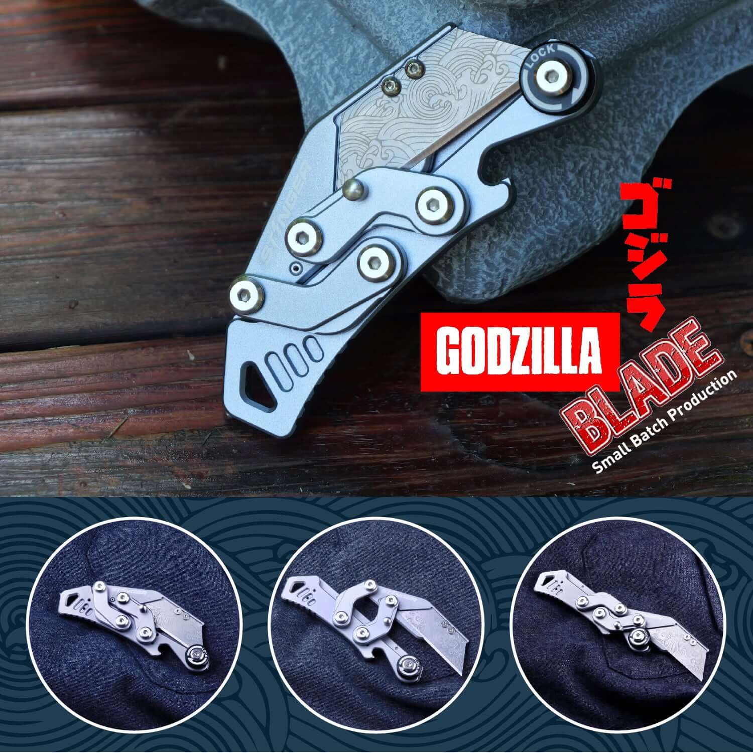 Stinger Godzilla Blade, Folding Pocket Knife, Utility Knife - Matte Black - Image 10