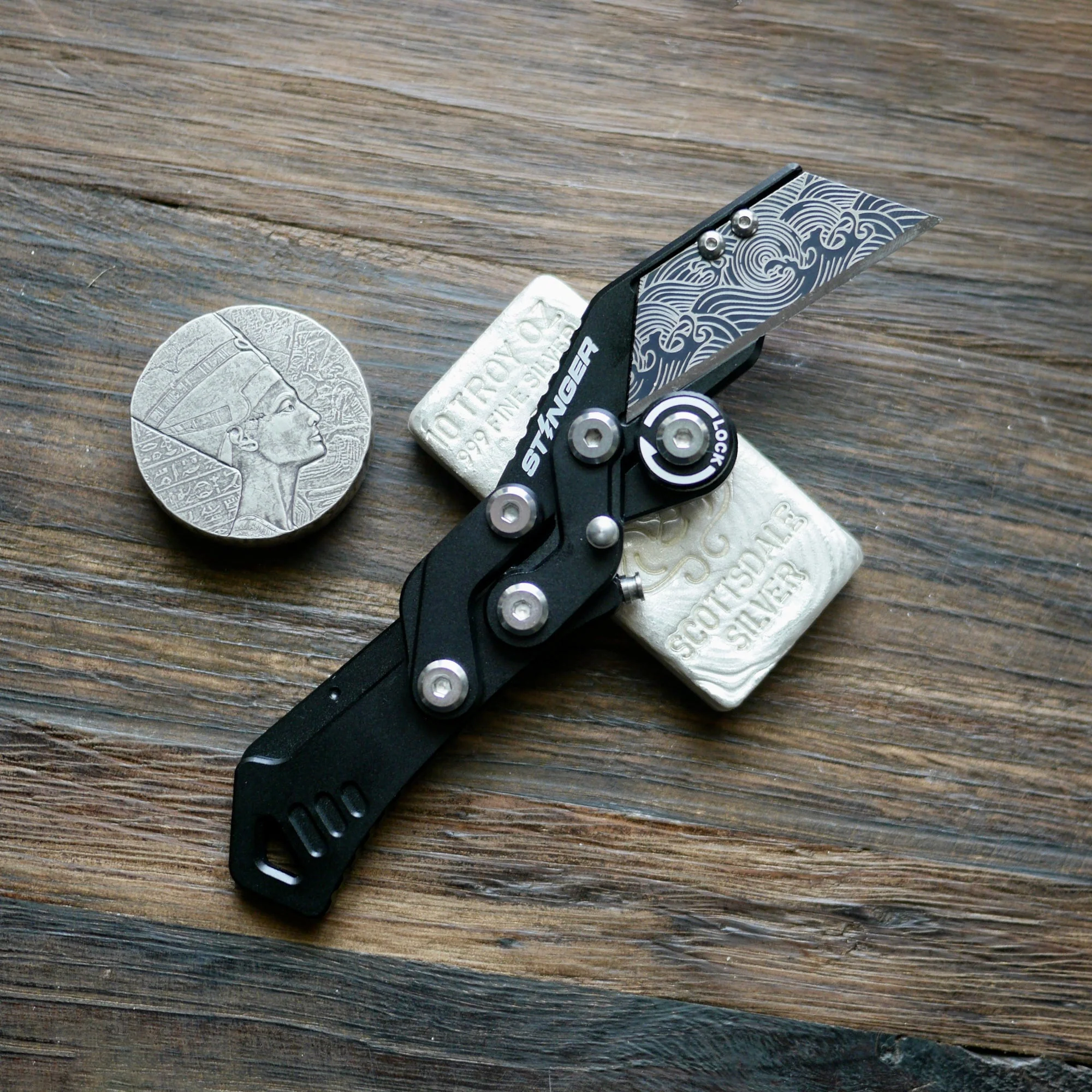 Stinger Godzilla Blade, Folding Pocket Knife, Utility Knife - Matte Black - Image 5