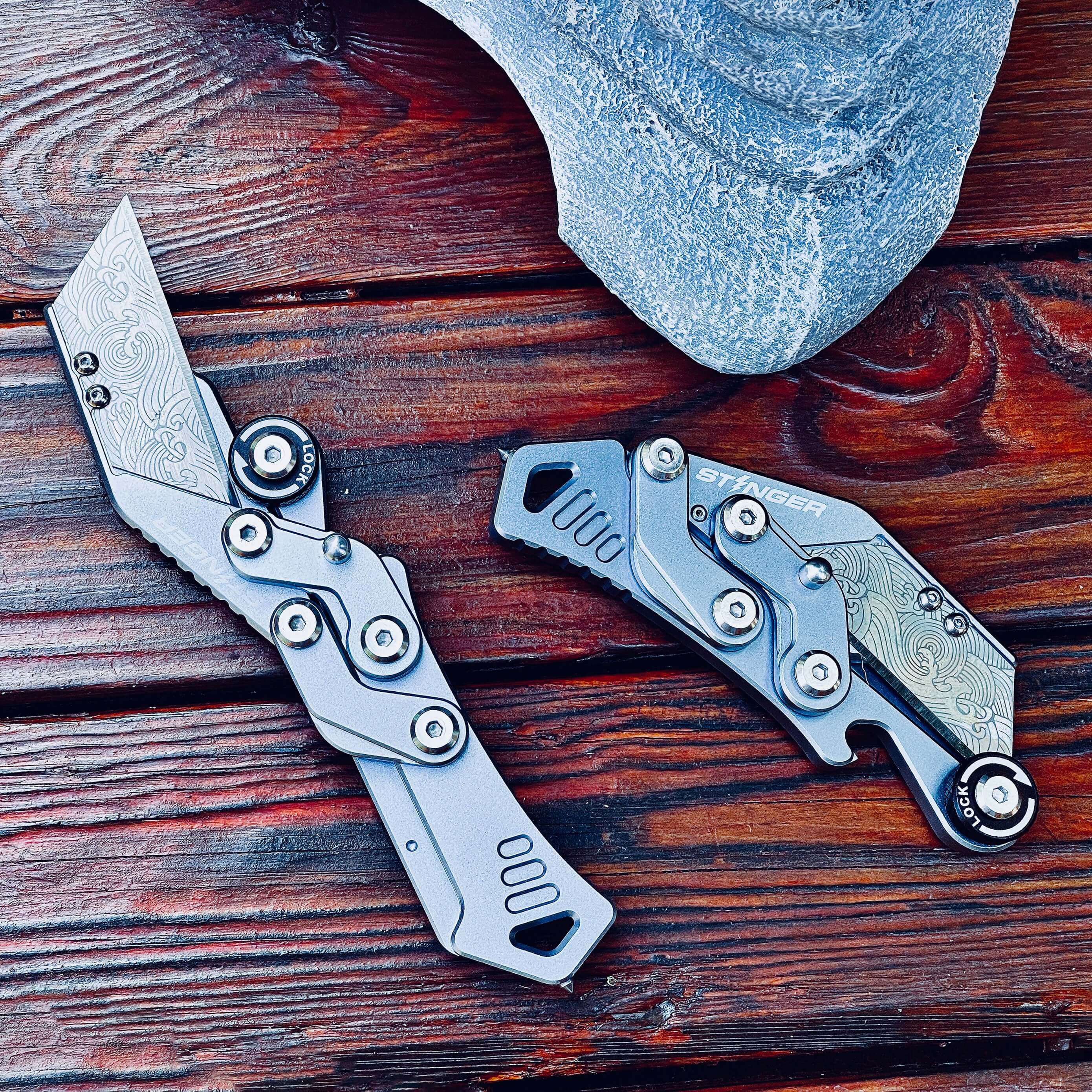 Stinger Godzilla Blade, Folding Pocket Knife, Utility Knife - Space Grey - Image 11